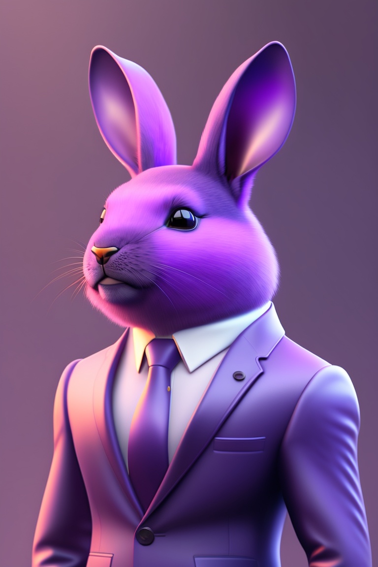 Lexica - Cute purple rabbit, in a business suit, with a cute gentle ...