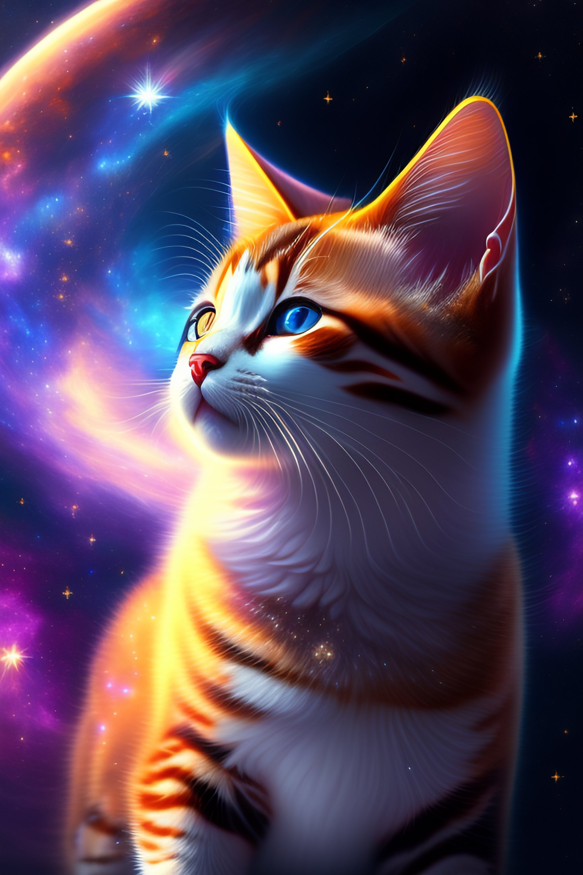 Lexica - A realistic illustration of an Beautiful cosmos born kitten ...