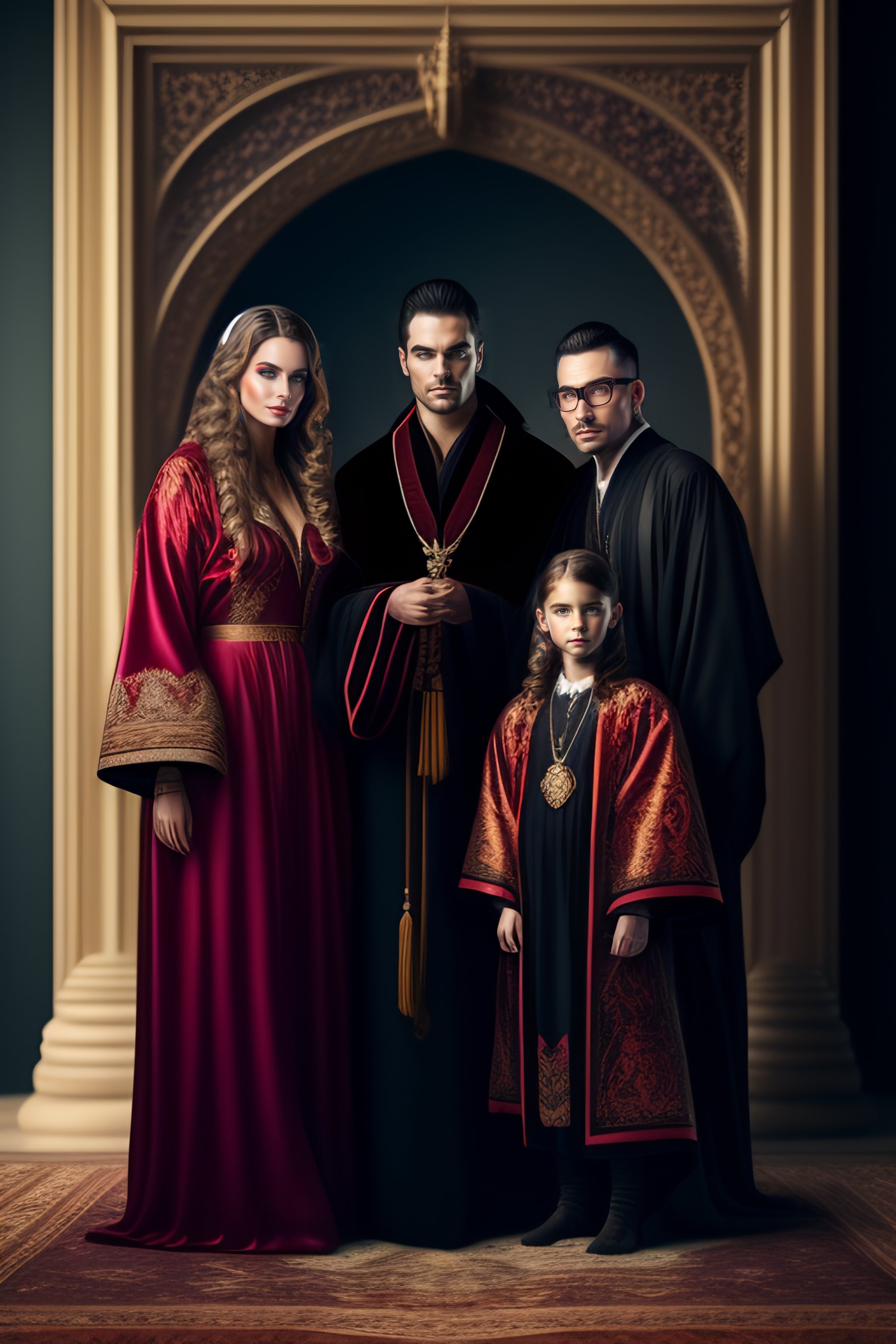 Lexica - Vampire family portrait, full body, tapestry, paintings on the ...