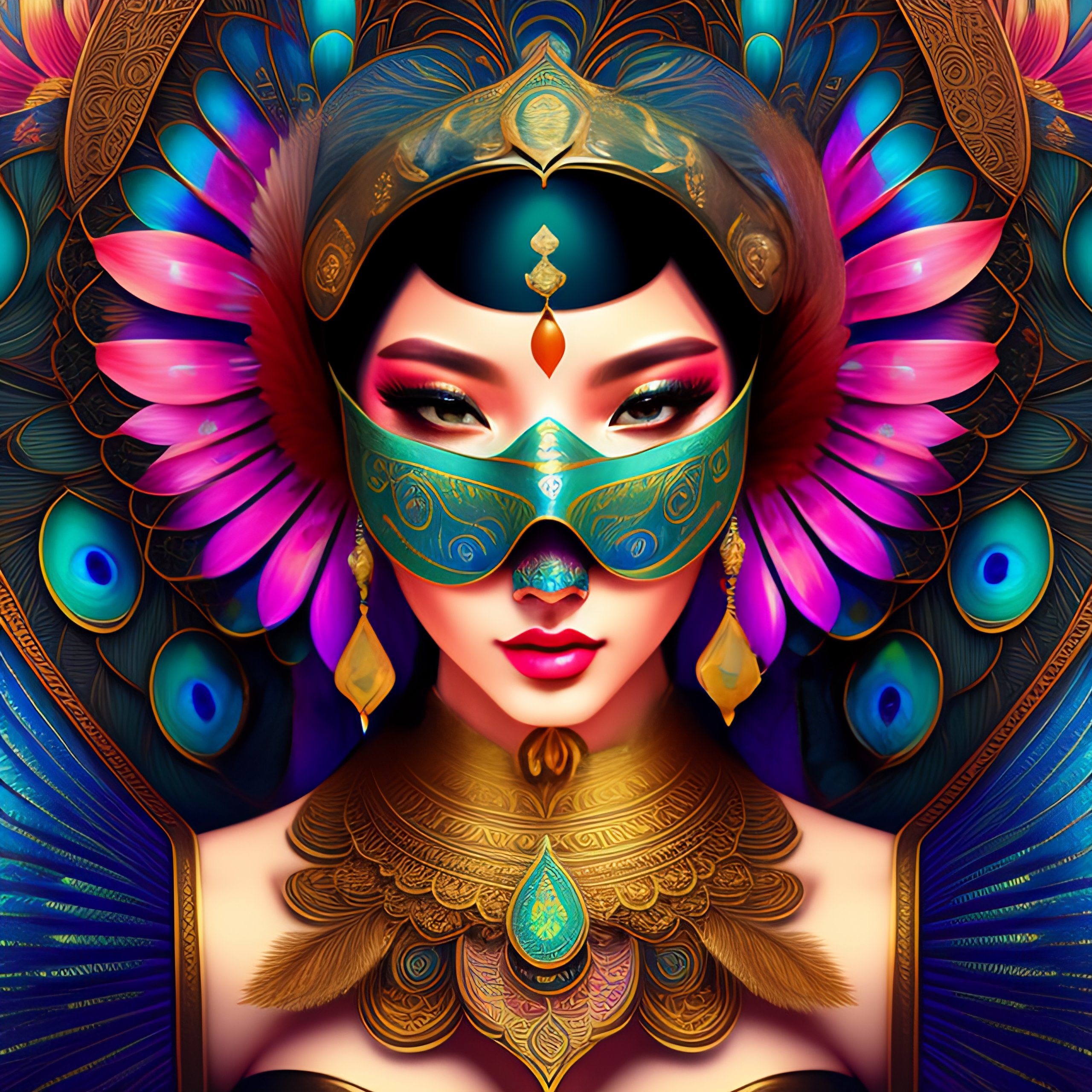Lexica - Centered detailed portrait of a masked woman wearing a ...