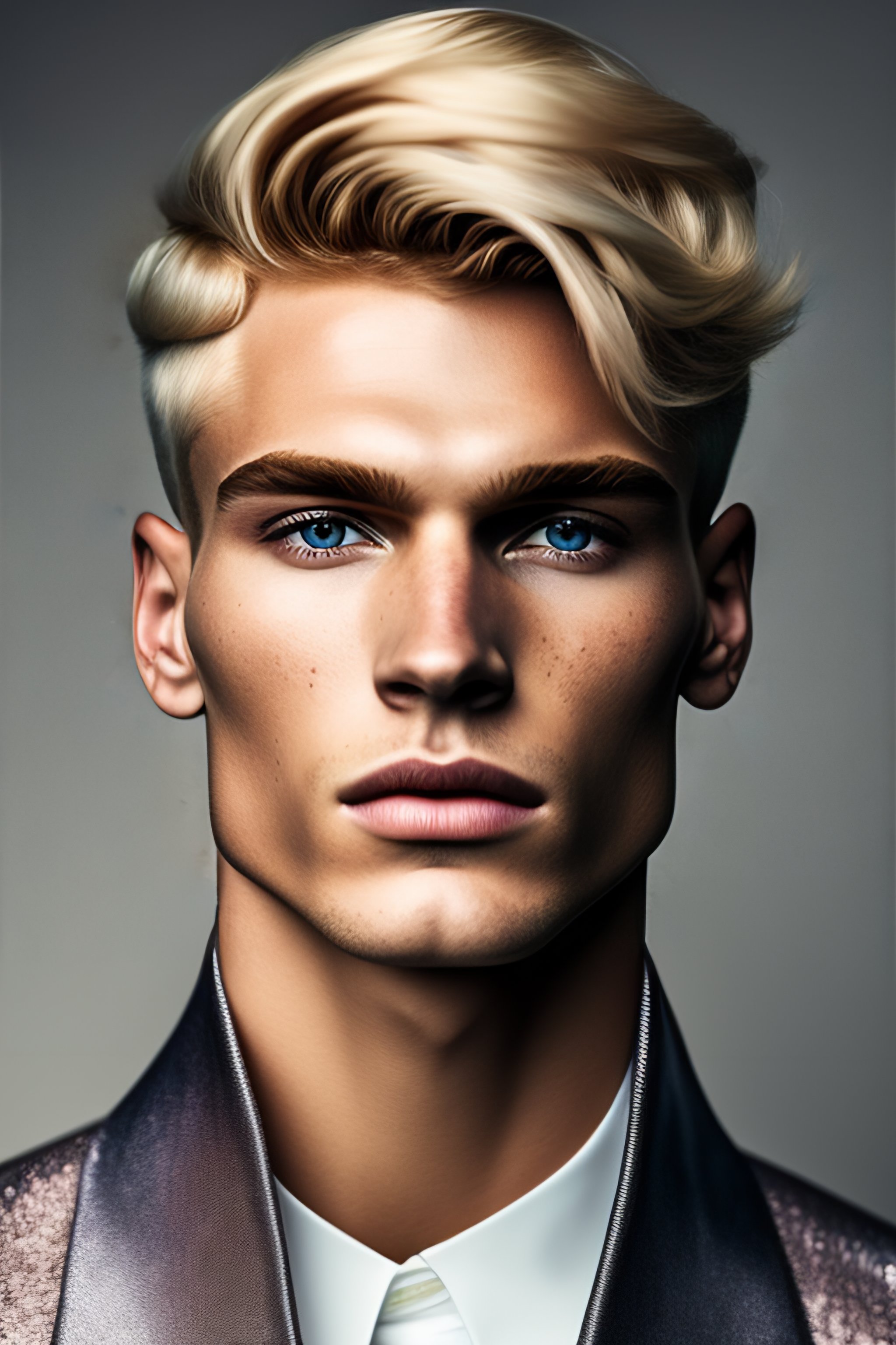 Lexica - A photo close-up of a beautiful blonde man with freckles ...