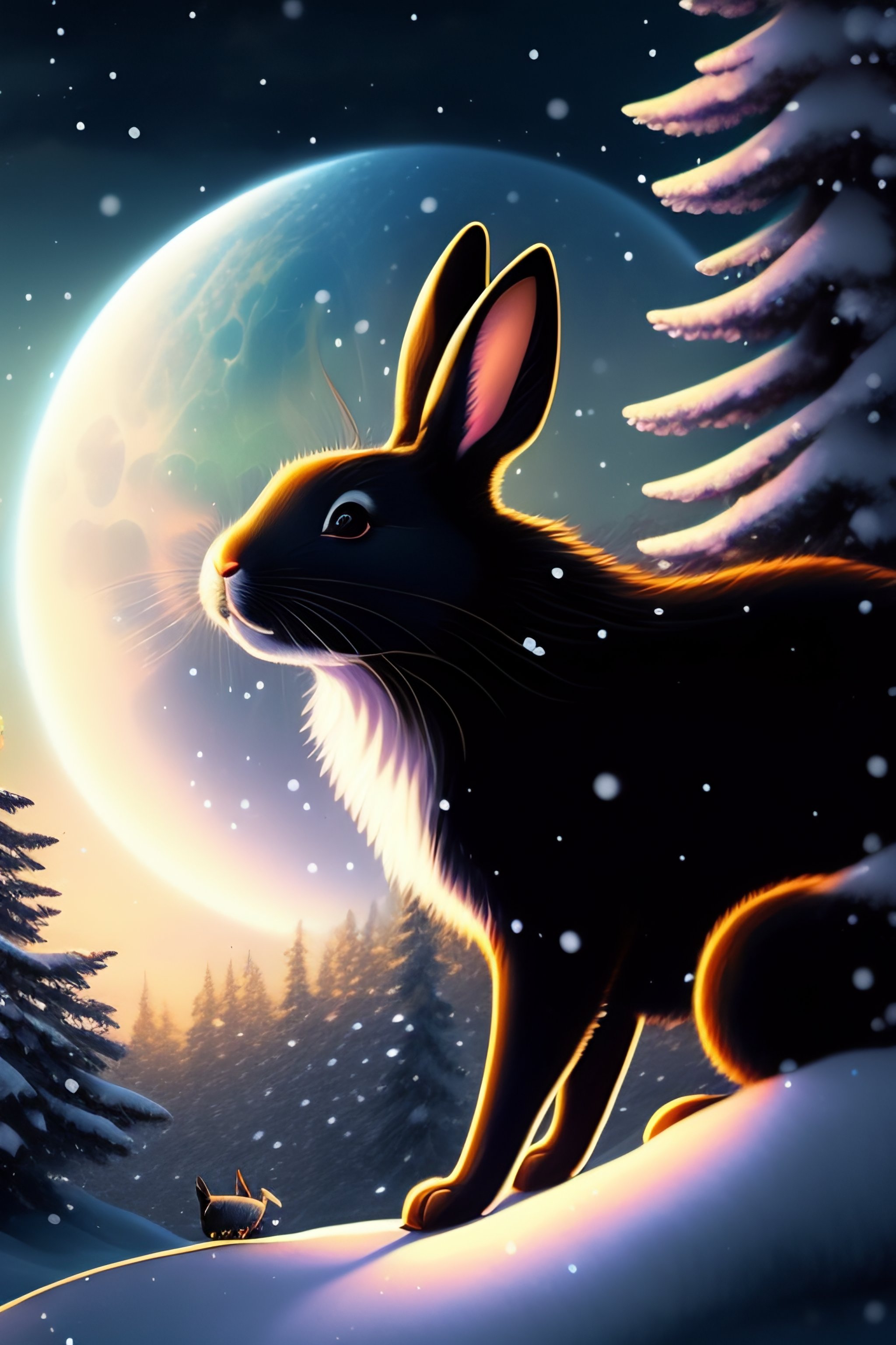Lexica - Black rabbit in the style of the anime 