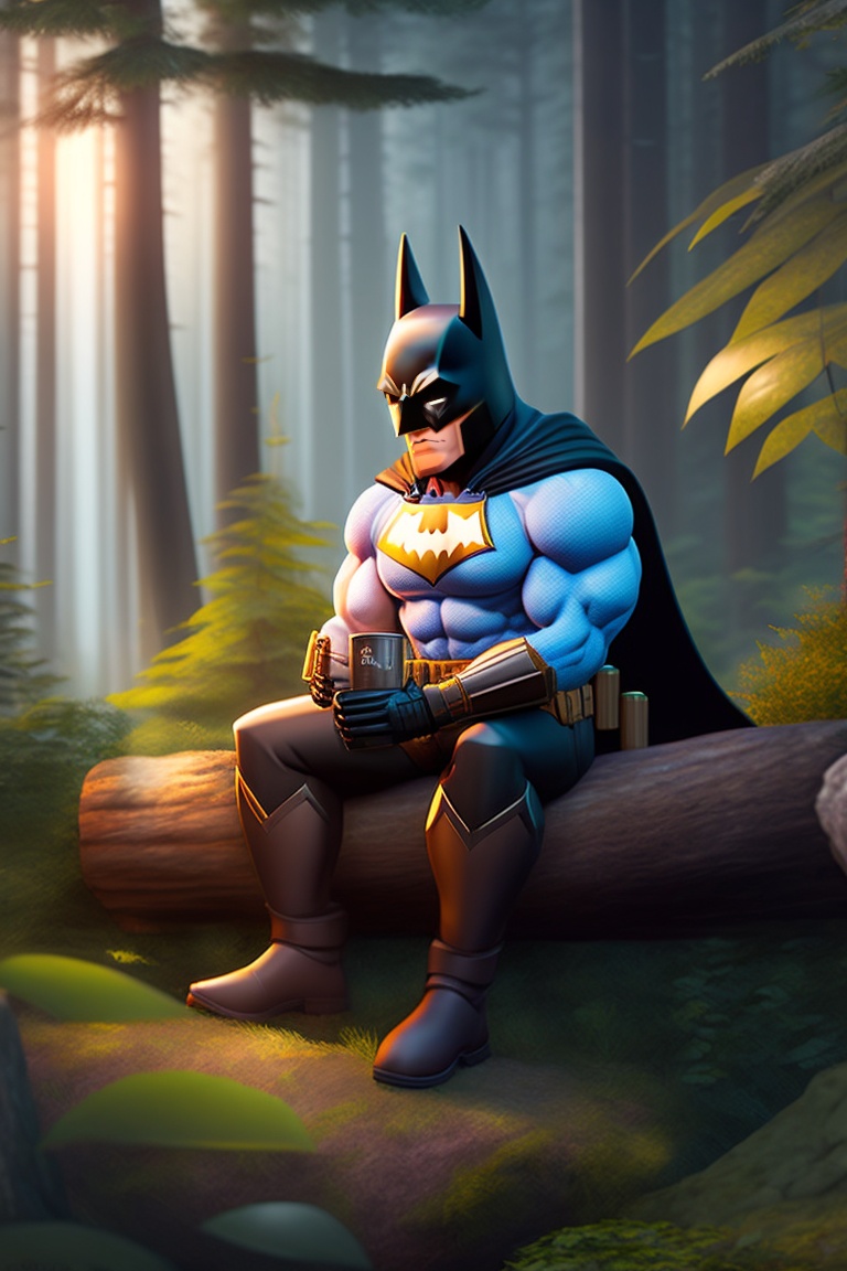 Lexica - Cartoon, personality: [Illustrate a wide shot of Batman ...