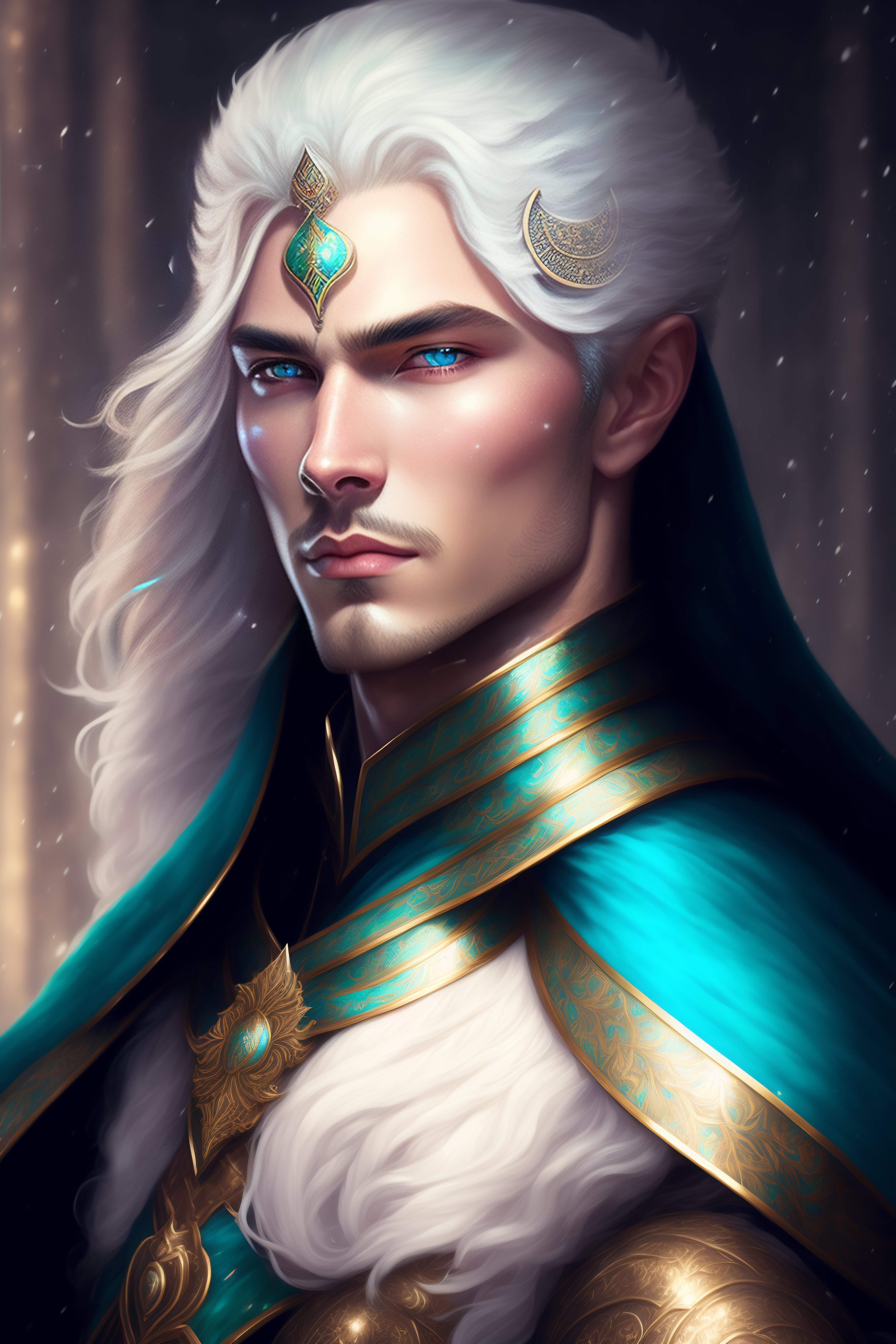 Lexica - Half length portrait of a handsome male snow elf in a ...