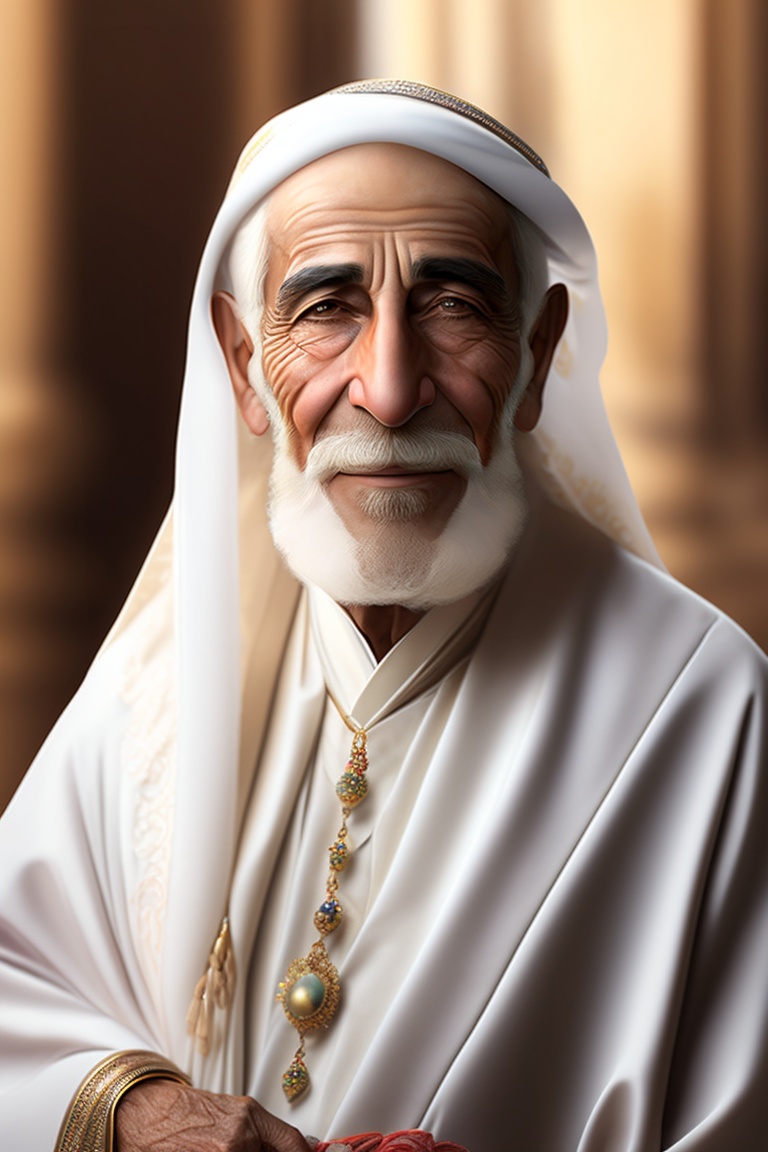 Lexica - A wise old Arab man appears, with wisdom and dignity white ...