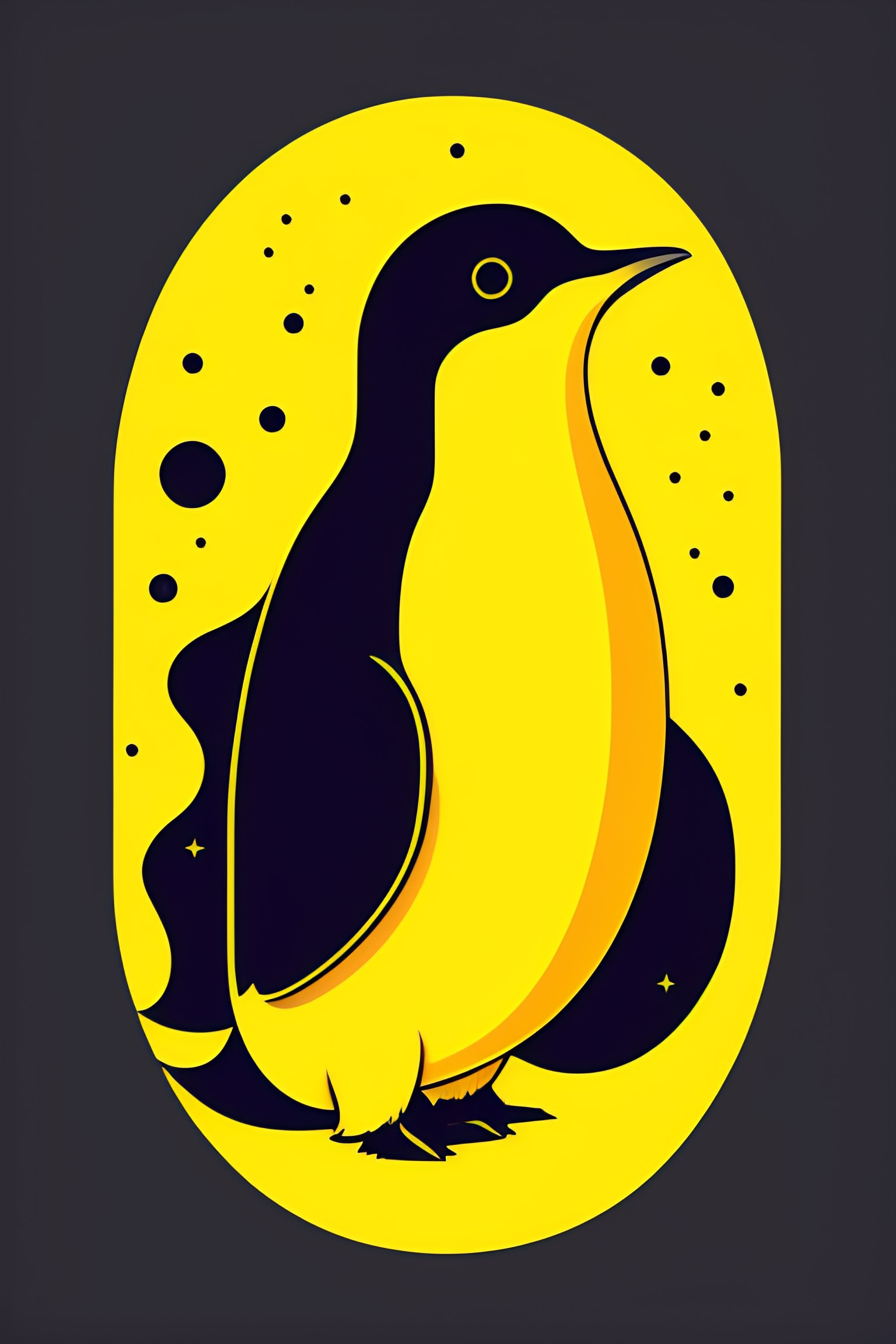 Lexica - Minimal galaxy penguin logo on yellow background