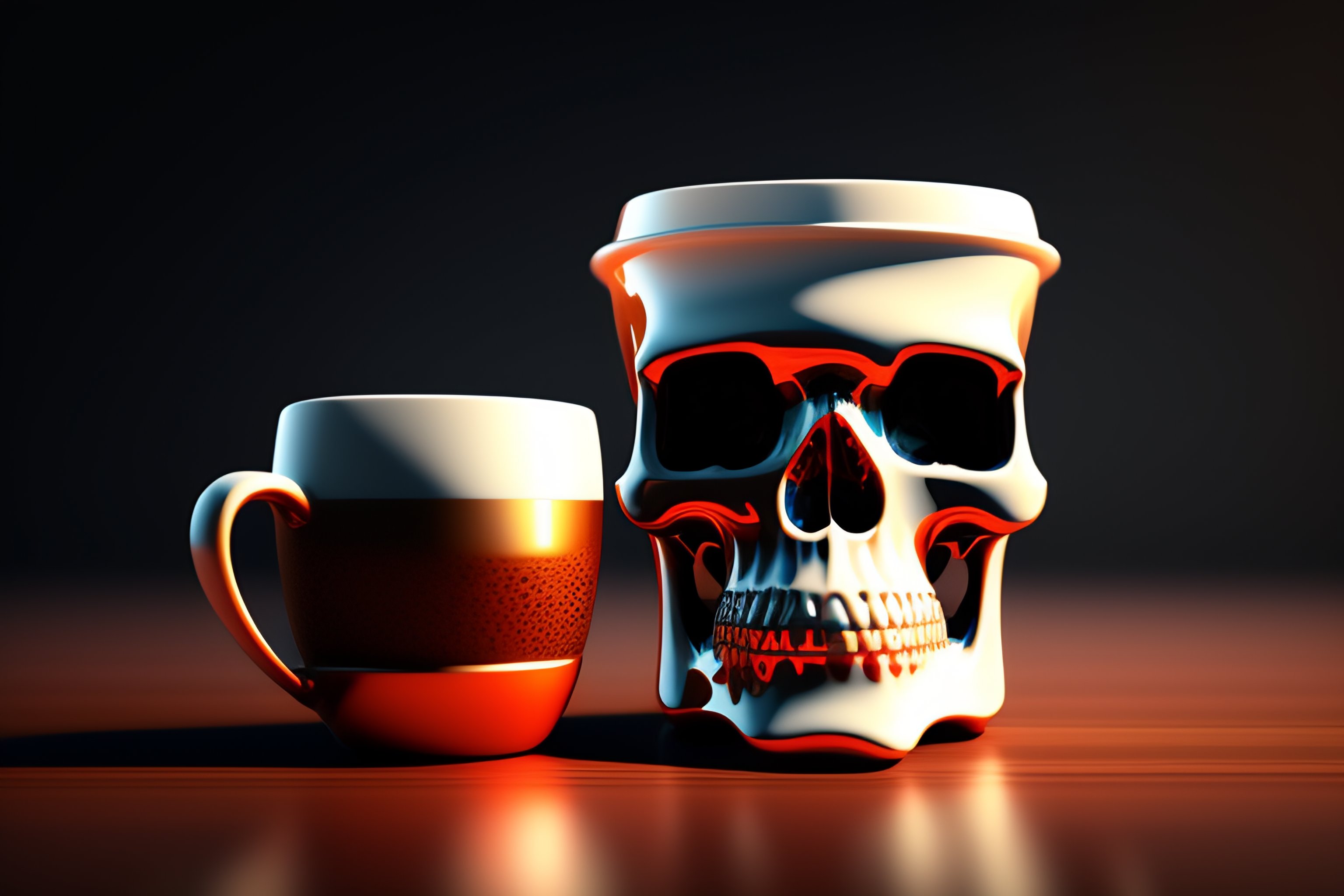 Lexica - Coffee skull cup, hyper realistic