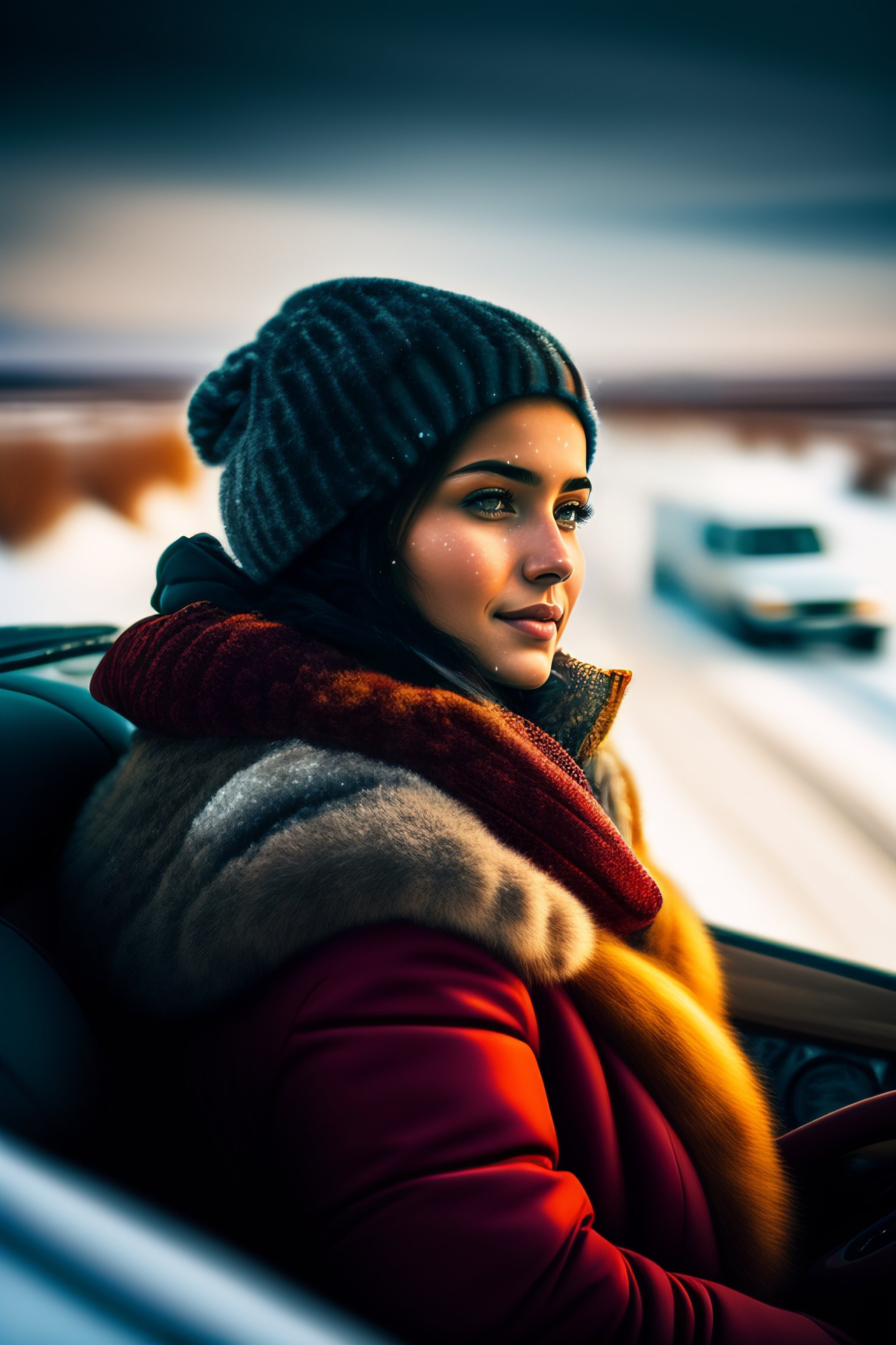lexica-a-beautiful-girl-in-the-car-next-to-the-uzbek-driver-rush