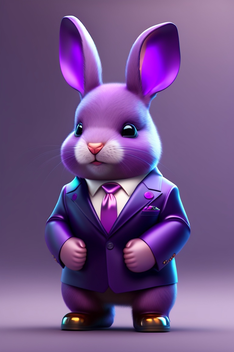 Lexica - Cute purple rabbit, in a business suit, with a cute gentle ...