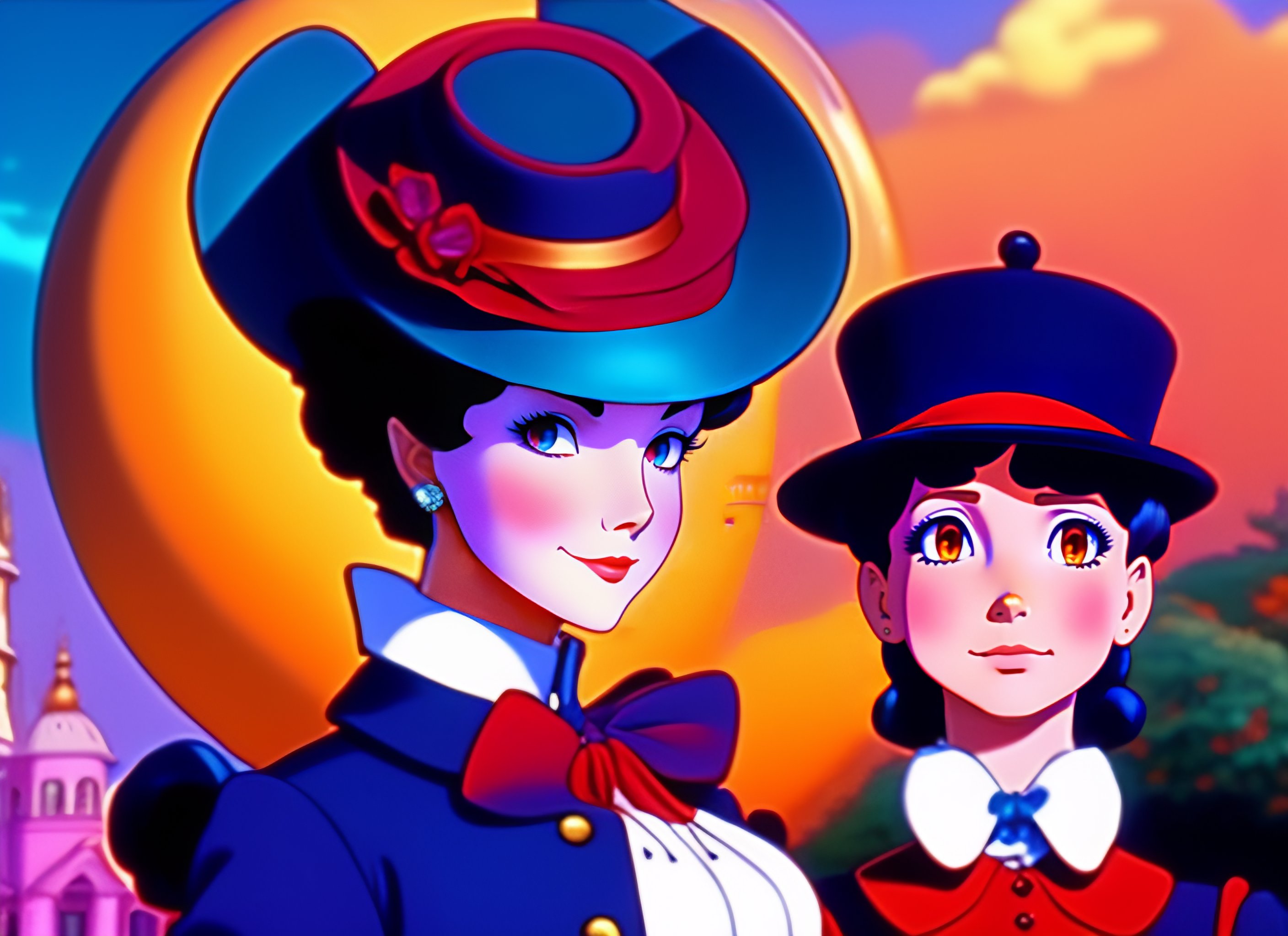 Lexica - Mary Poppins, style of 80s anime, vibrant, ghibli, colourful