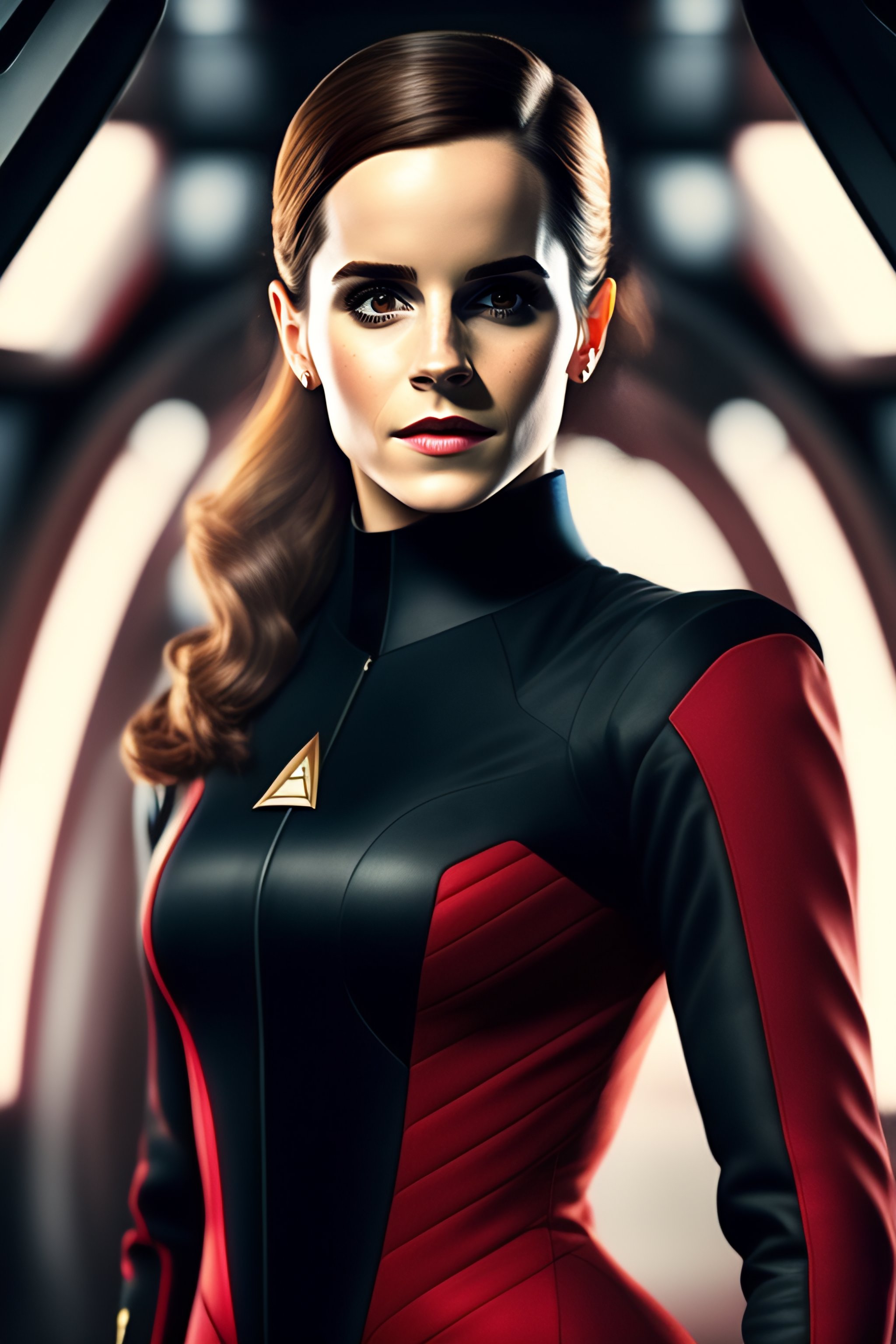 Lexica - Emma watson as startrek captain in action red black catsuit on ...