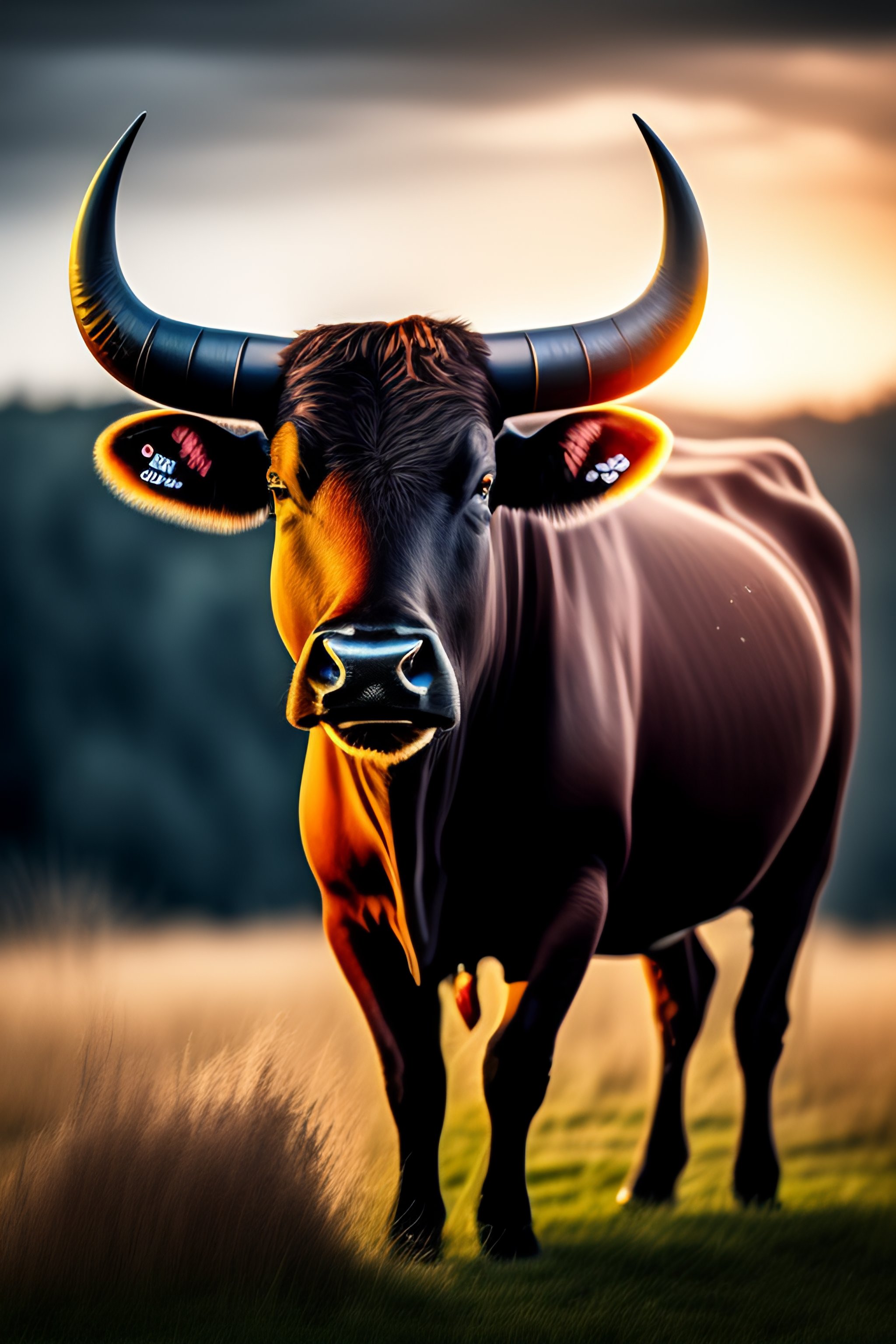 Lexica - A bull on a background of a meadow with an Israel flag on it, 4k