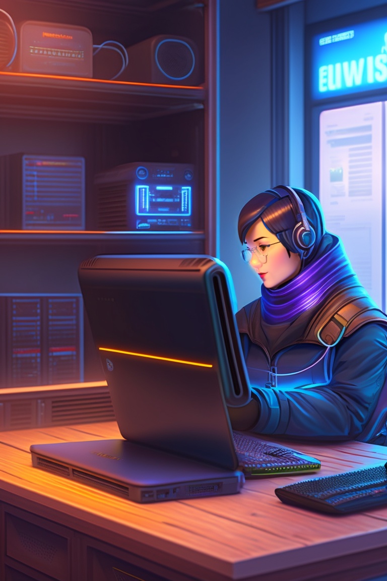 Lexica - A programmer sitting at a table works on a laptop connected by ...