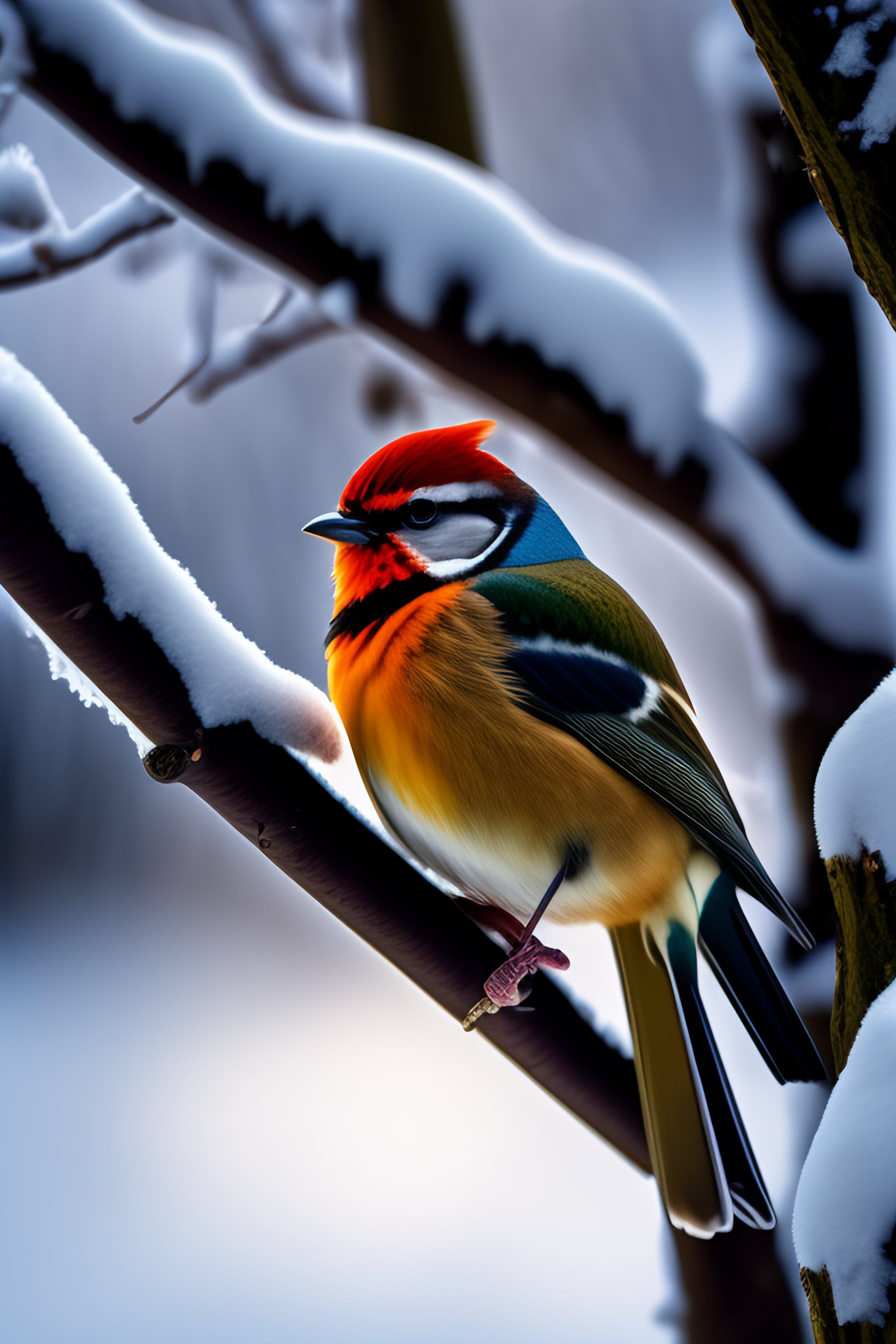 Lexica - Bird on a tree branch in winter