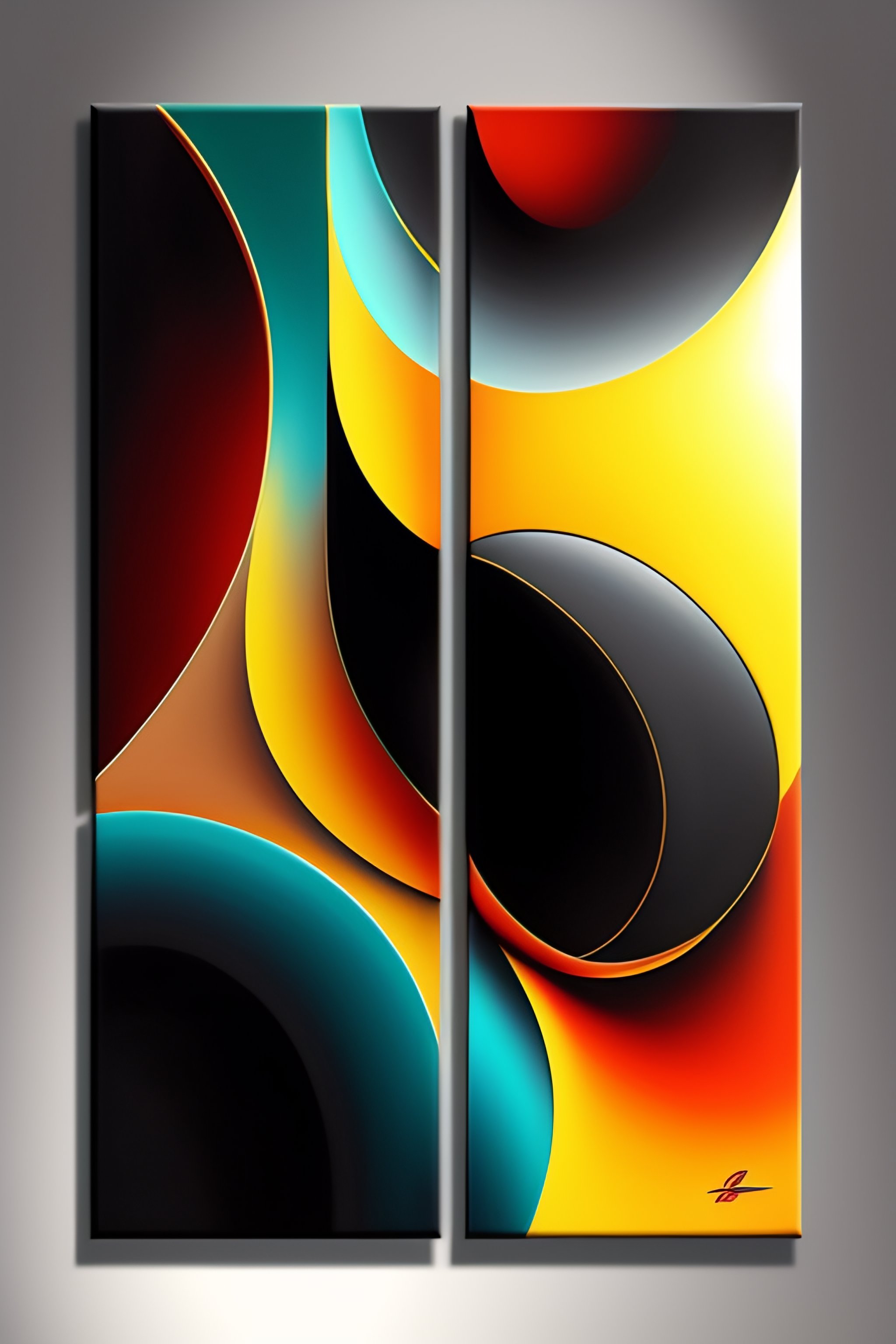 Lexica 3d abstract mid century modern wall art