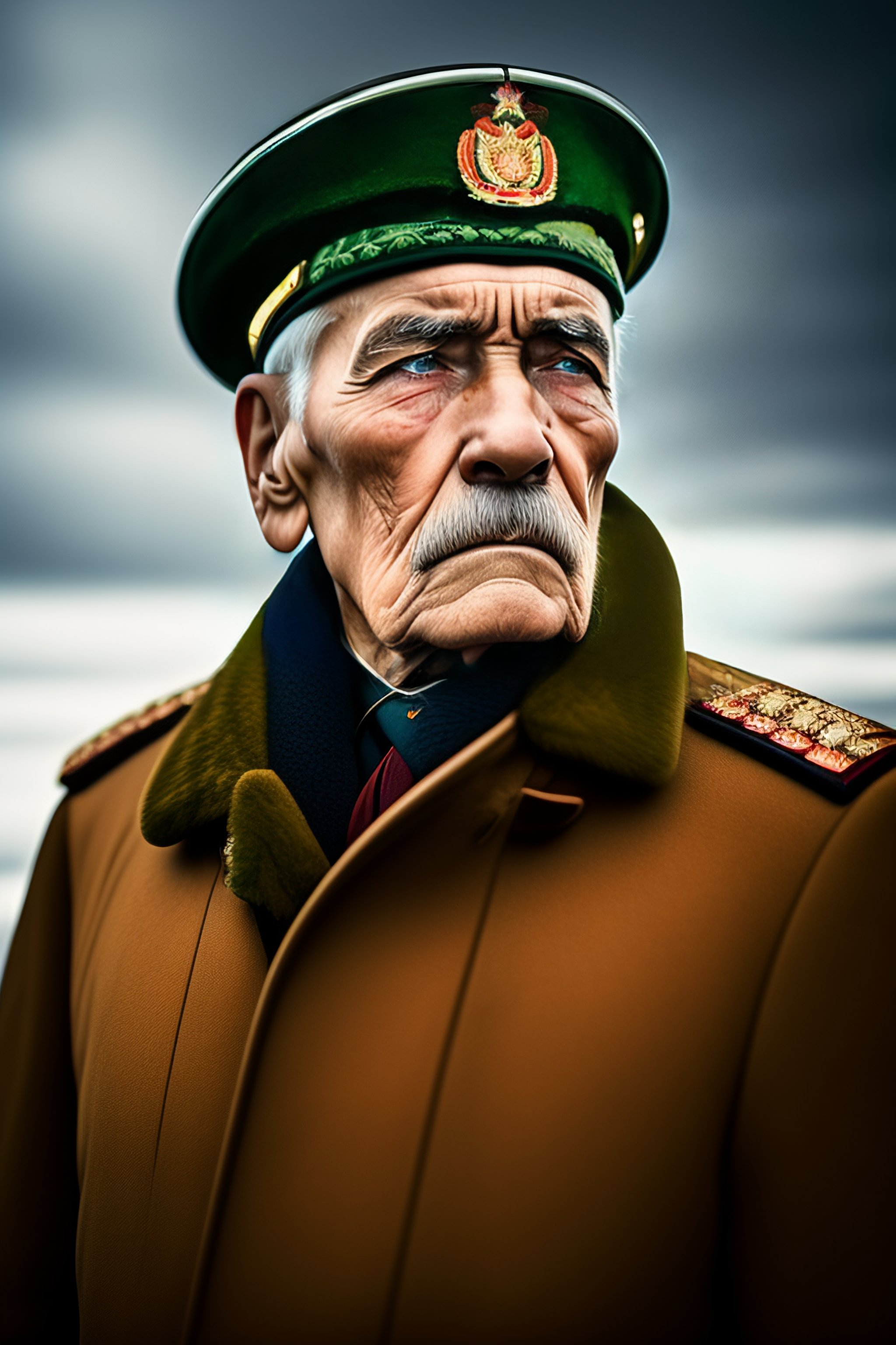 Lexica - Portrait of old depressed Russian military veteran