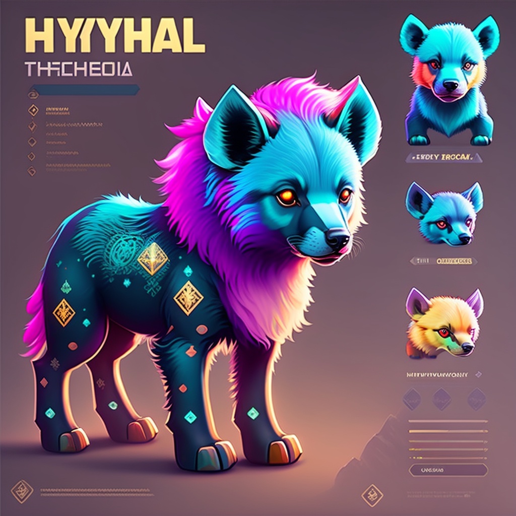 Lexica - Chibi Hyena, character sheet, Epic Hud, vibrant & colorful