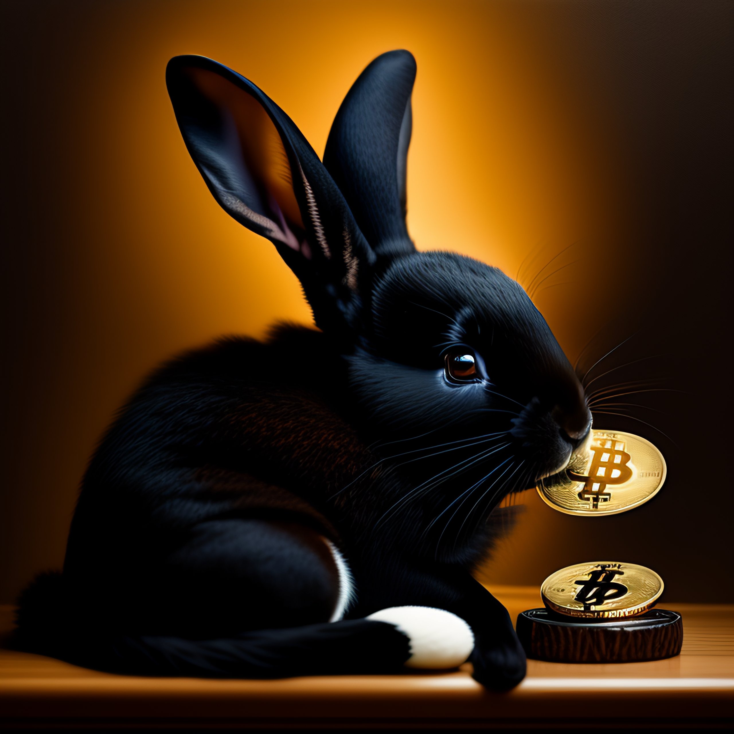 Lexica - Black rabbit with bitcoin, rembrandt style