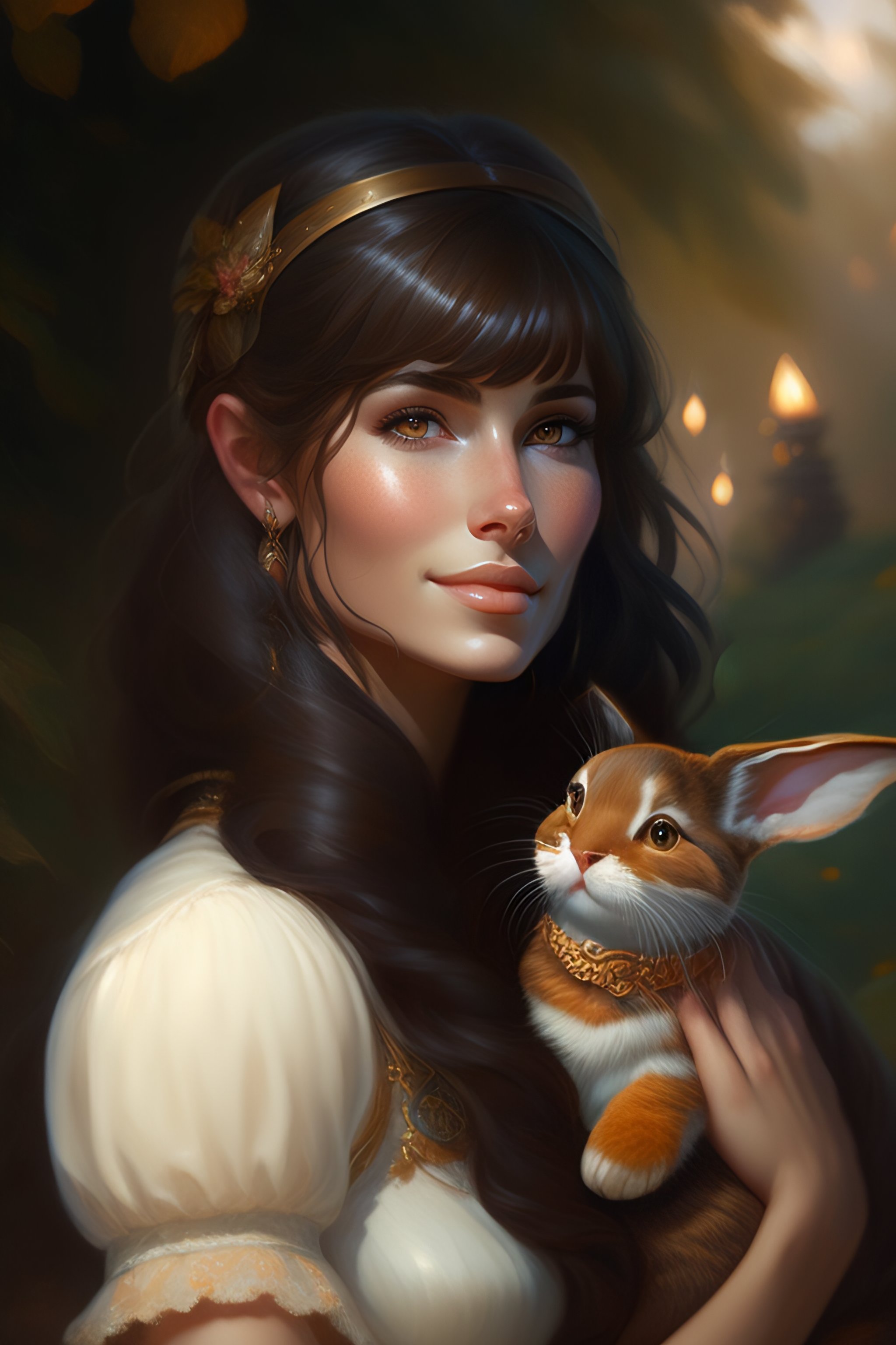 Lexica A detailed portrait of a cute girl with bangs and