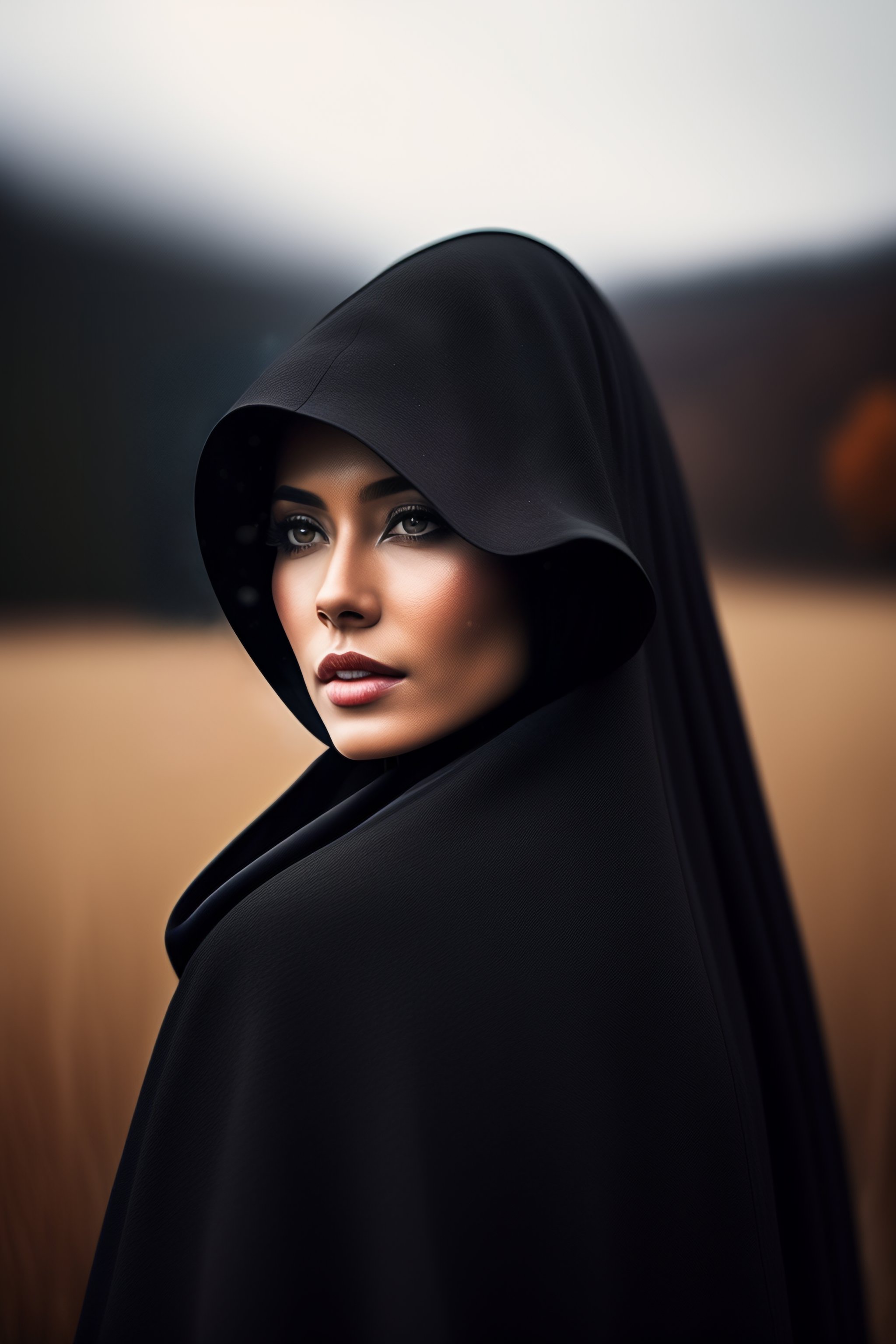 Lexica - Woman using black cloak
