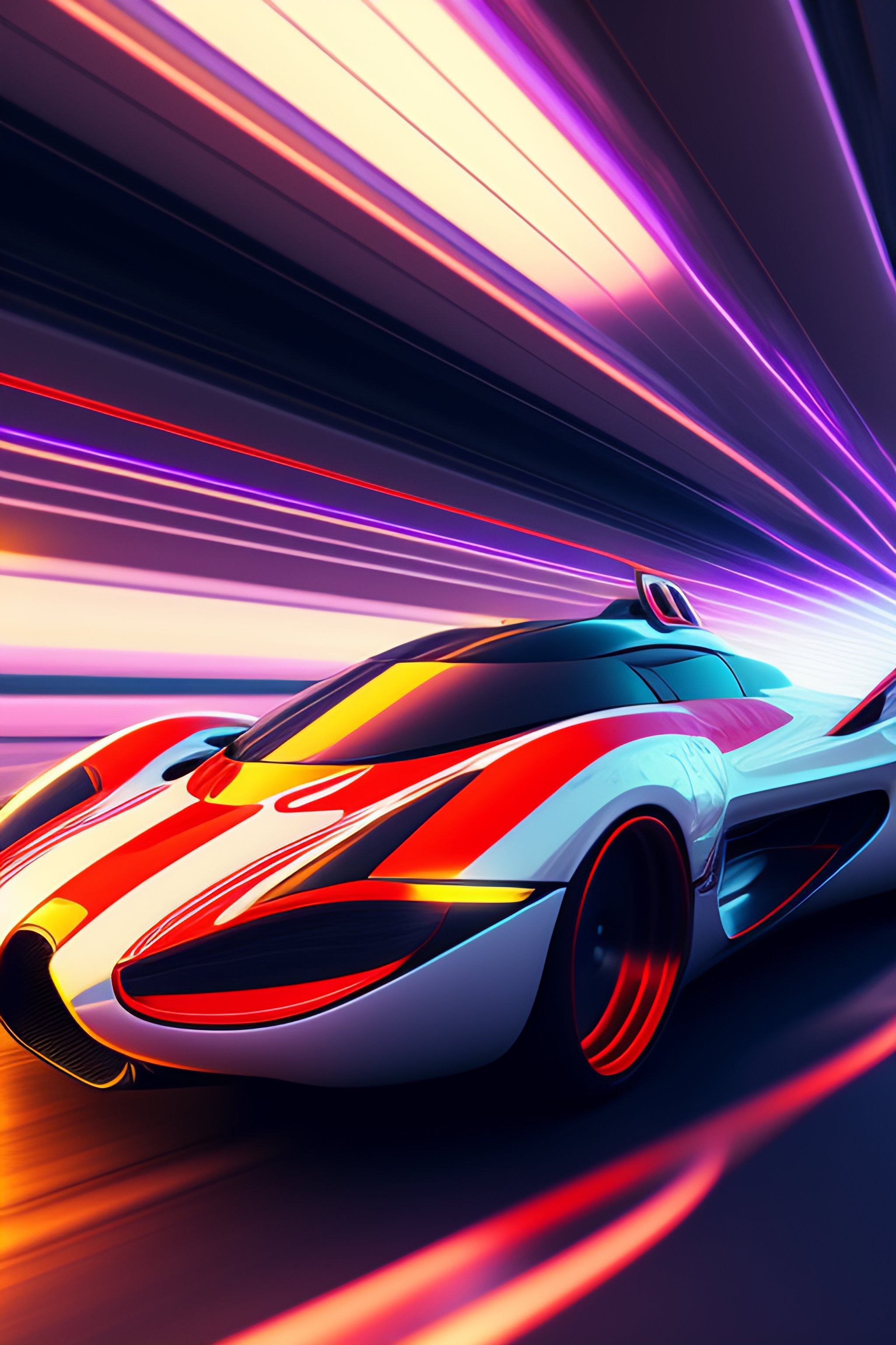 Lexica - Speed racer mach 6. white and red car. motionblur. zoom lines ...