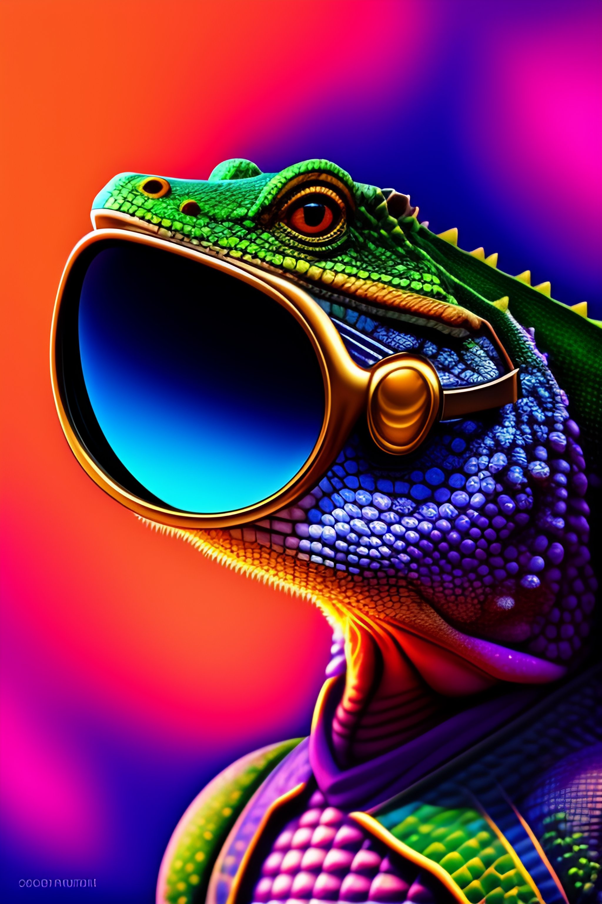 Lexica - Portrait of a lizard in cartoon with sunglasses, detailed