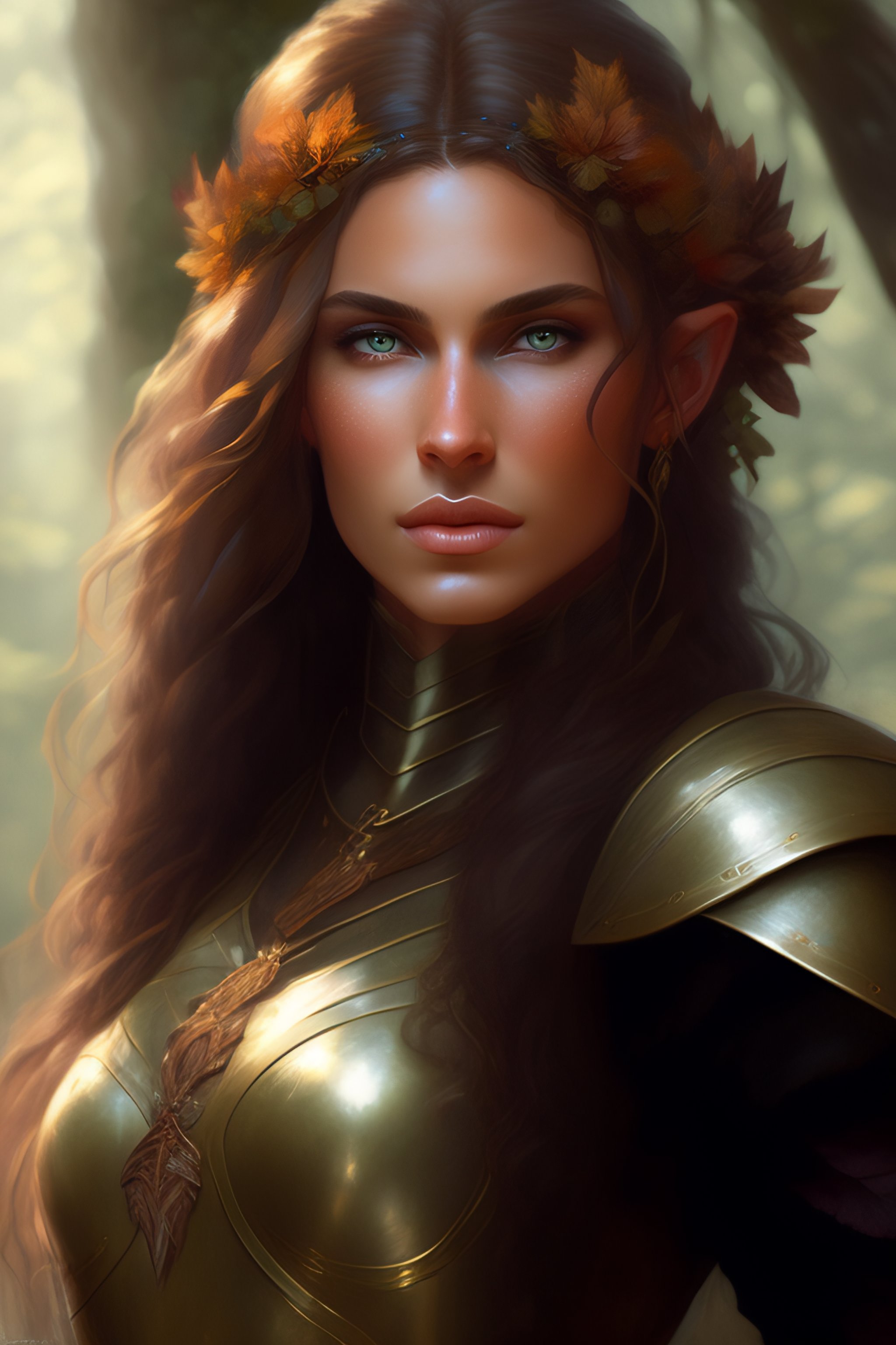 Lexica - Portrait of a beautiful fit elf ranger, leather armor, elf ...