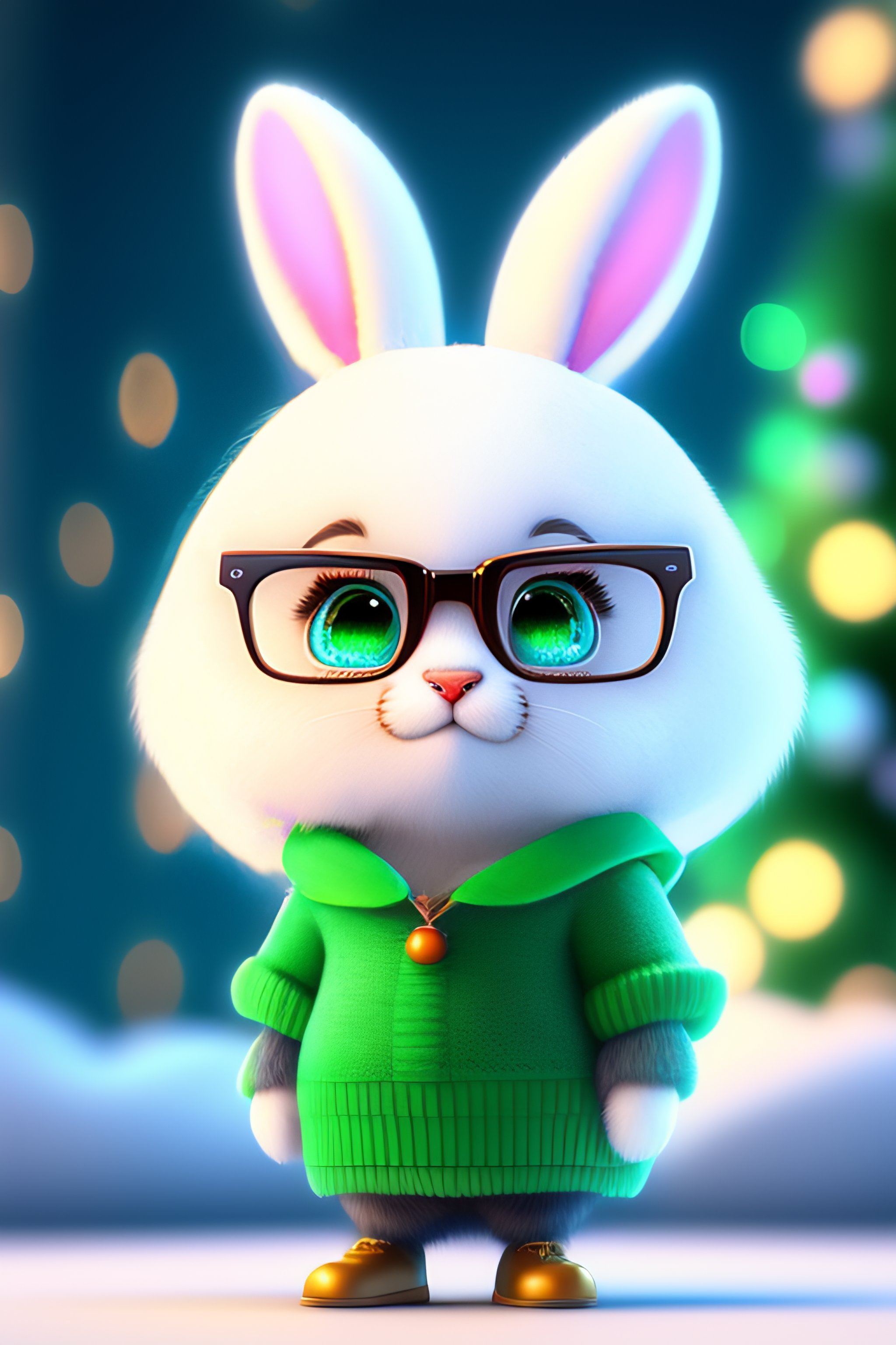 Lexica - Pixar style,a super cute and happy white fairy rabbit ,wear ...