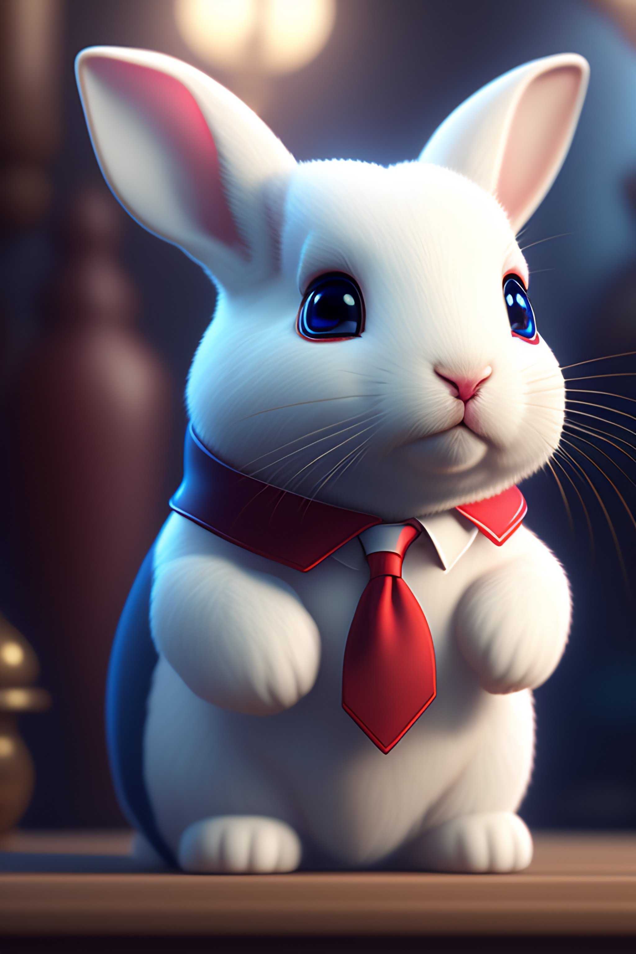 Lexica - Cute white cartoon rabbit, wearing white lab coat and blue ...