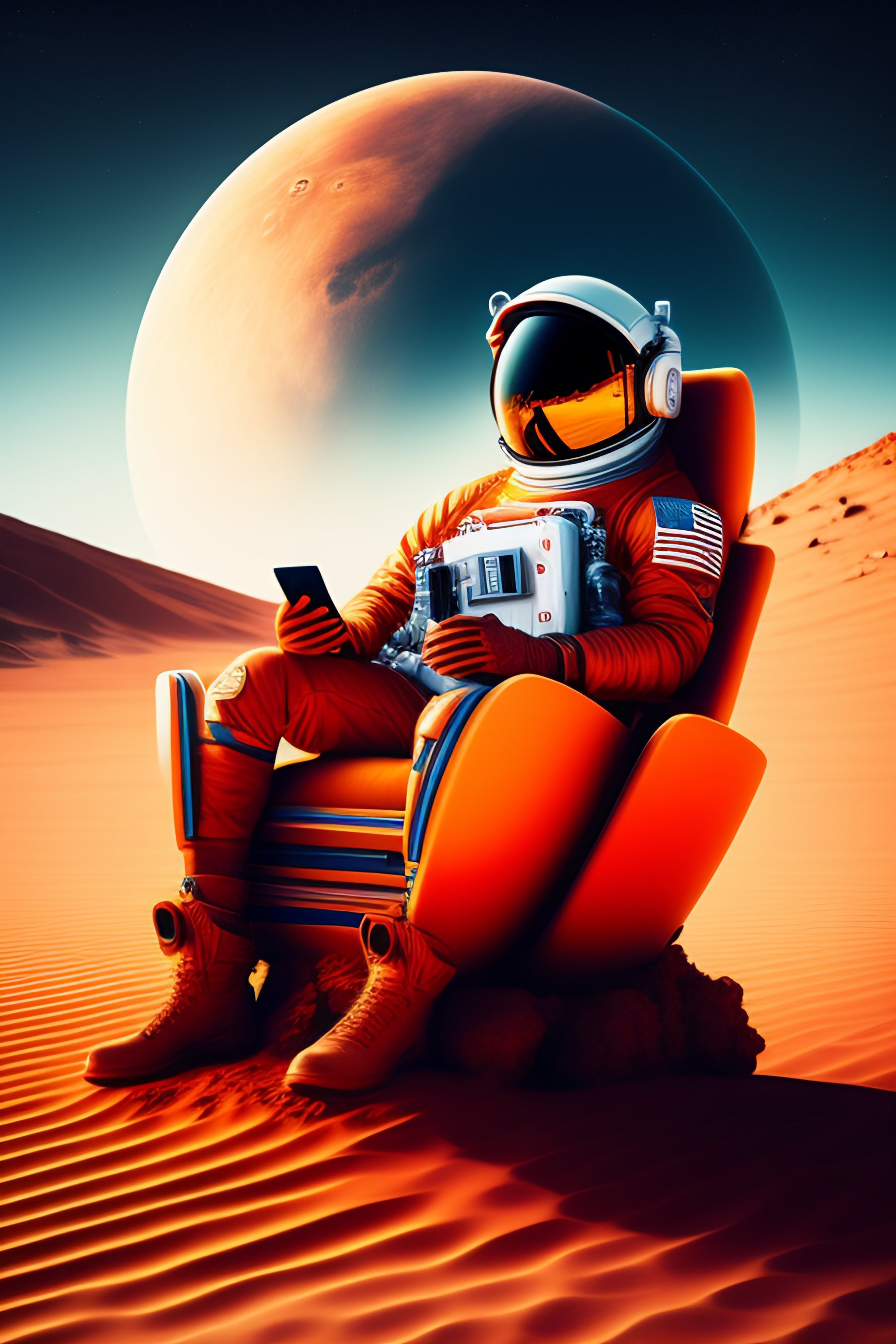 lexica-an-astronaut-sitting-on-a-beach-chair-on-mars-in-a-dream-univers