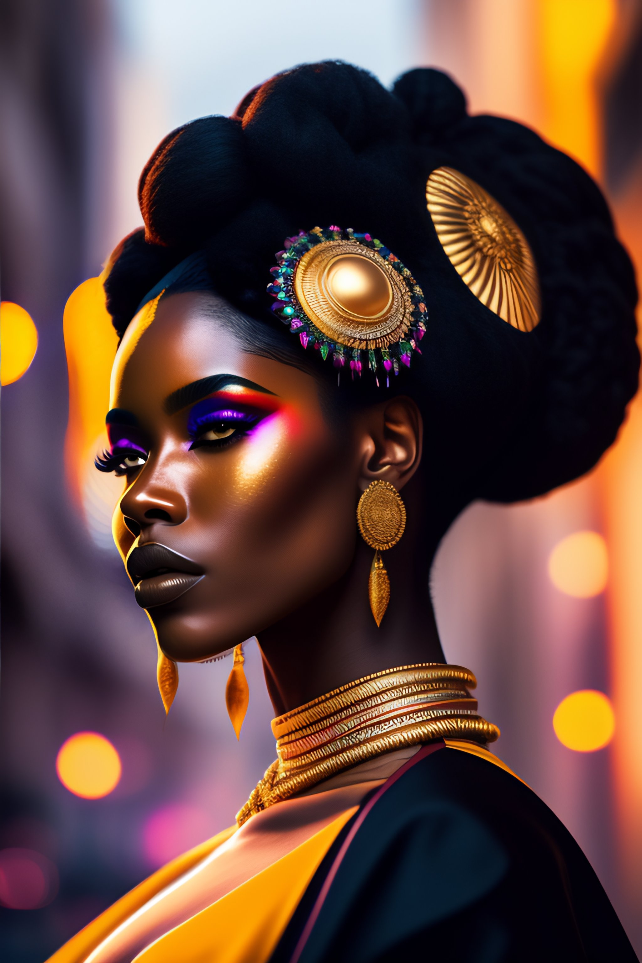 Lexica - Fashion portrait of an african american woman, dark, black ...