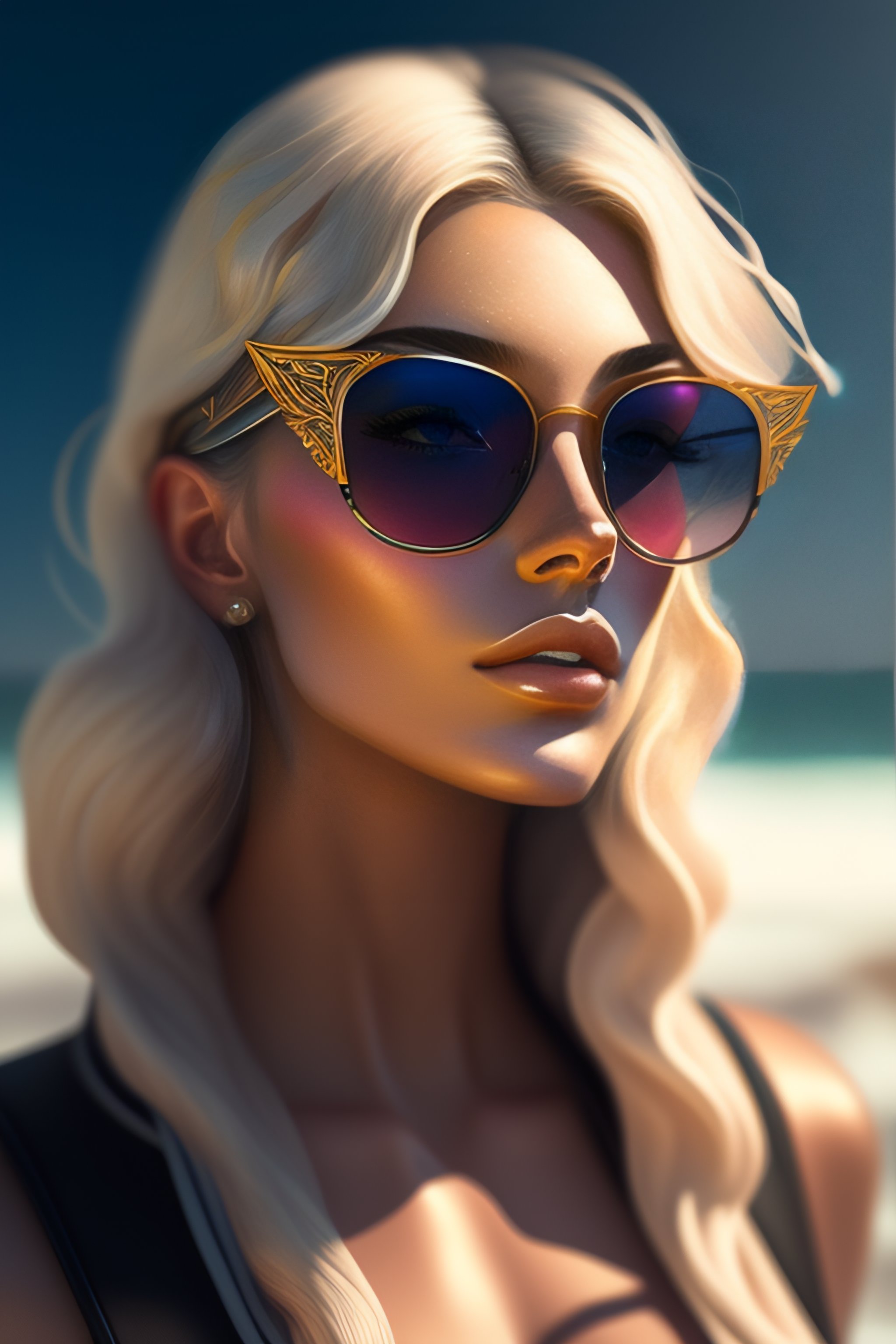 Lexica - Venus Botticelli in Modern asymmetrical sunglasses, For a