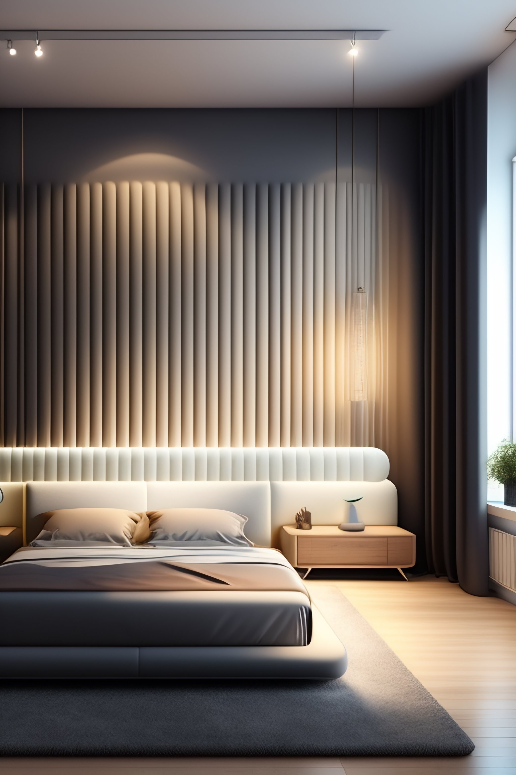 Lexica - Interior of a bedroom lika a cartoon drawing, with a big bed ...
