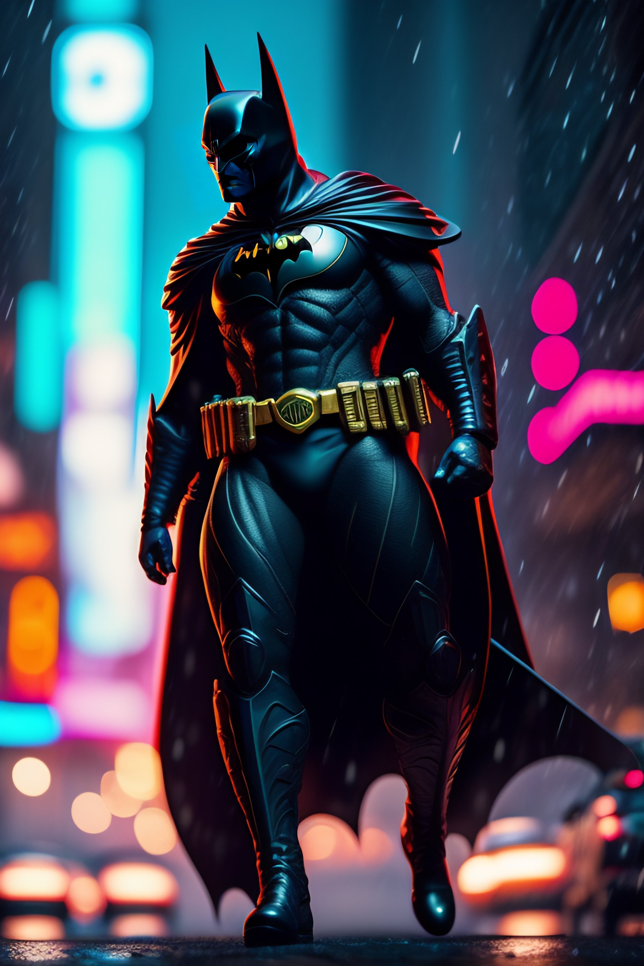 Lexica - /imagine prompt:Batman assassin, half cyborg, riding a ...