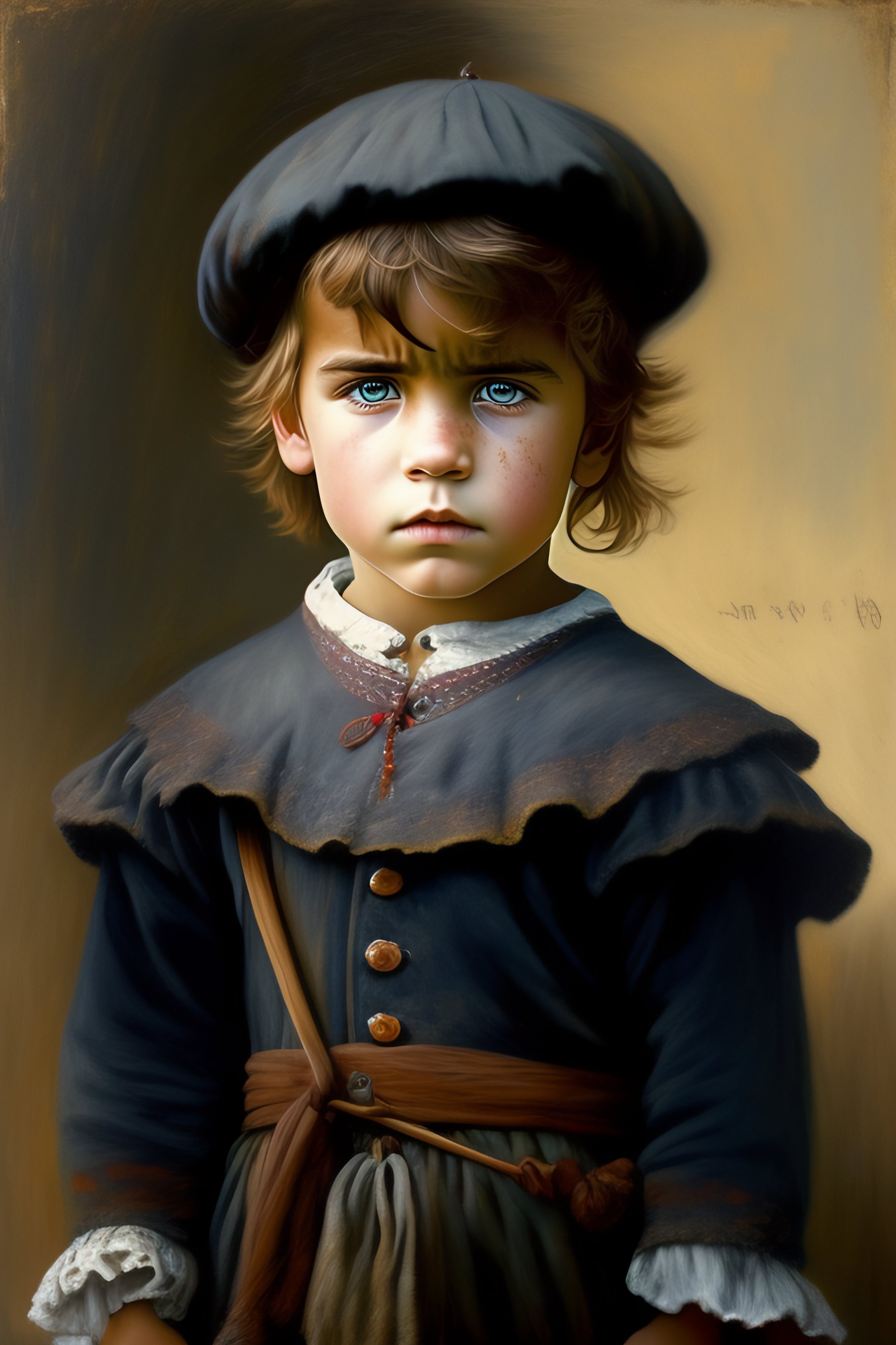 Lexica A portrait of poor peasant child in old used 1800 London