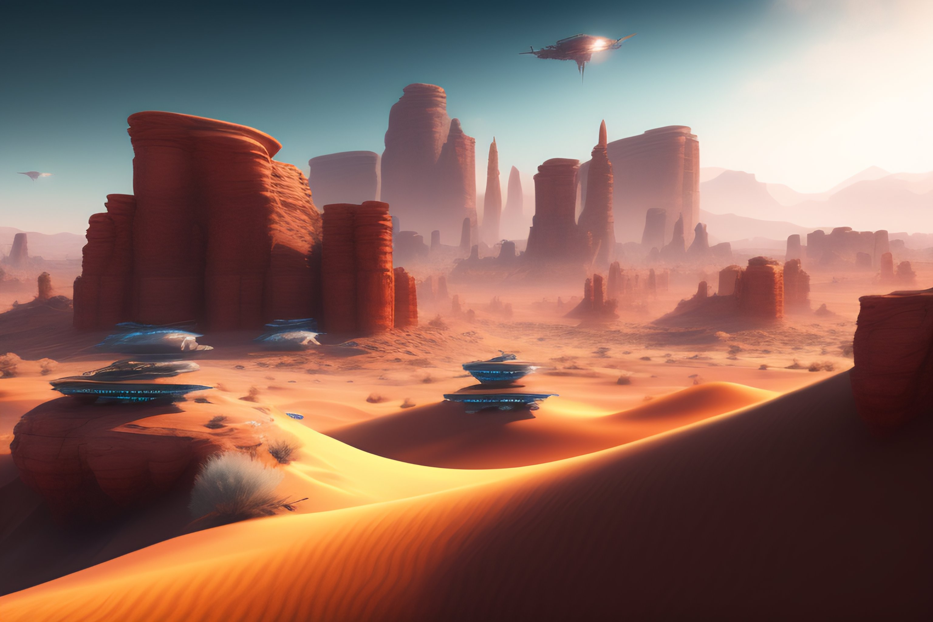 Lexica - Painting, realistic, 3d, 8k, desert, cyberpunk, silver ...