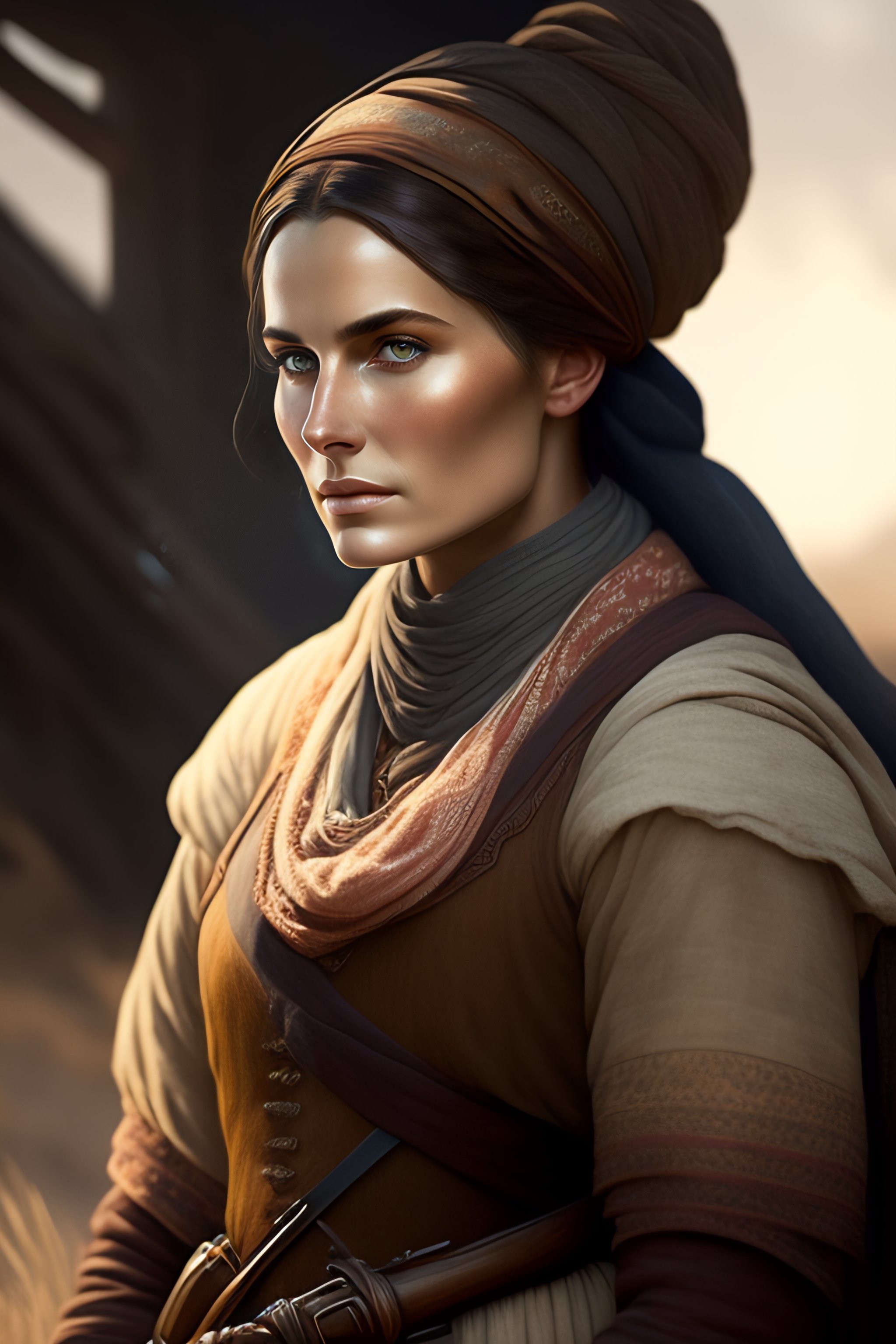 Lexica - Portrait of a peasant woman with an antique musket in her hand ...