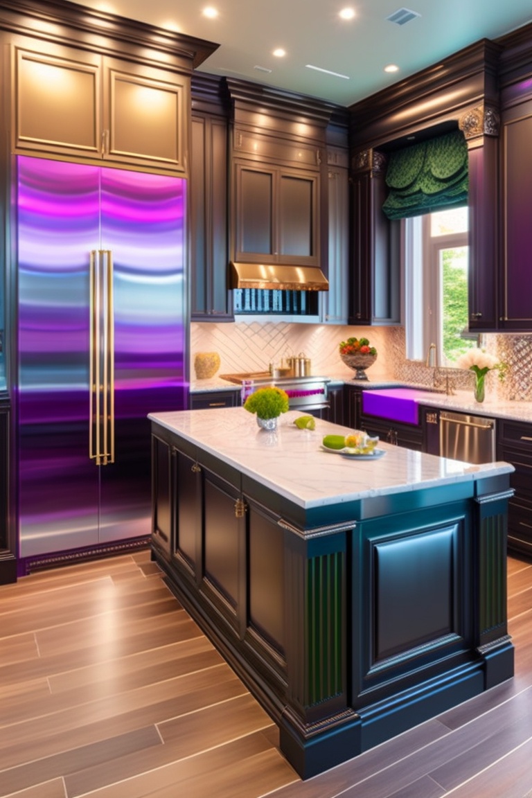 Lexica - Green and purple colour In this luxurious 3D scene, we are ...