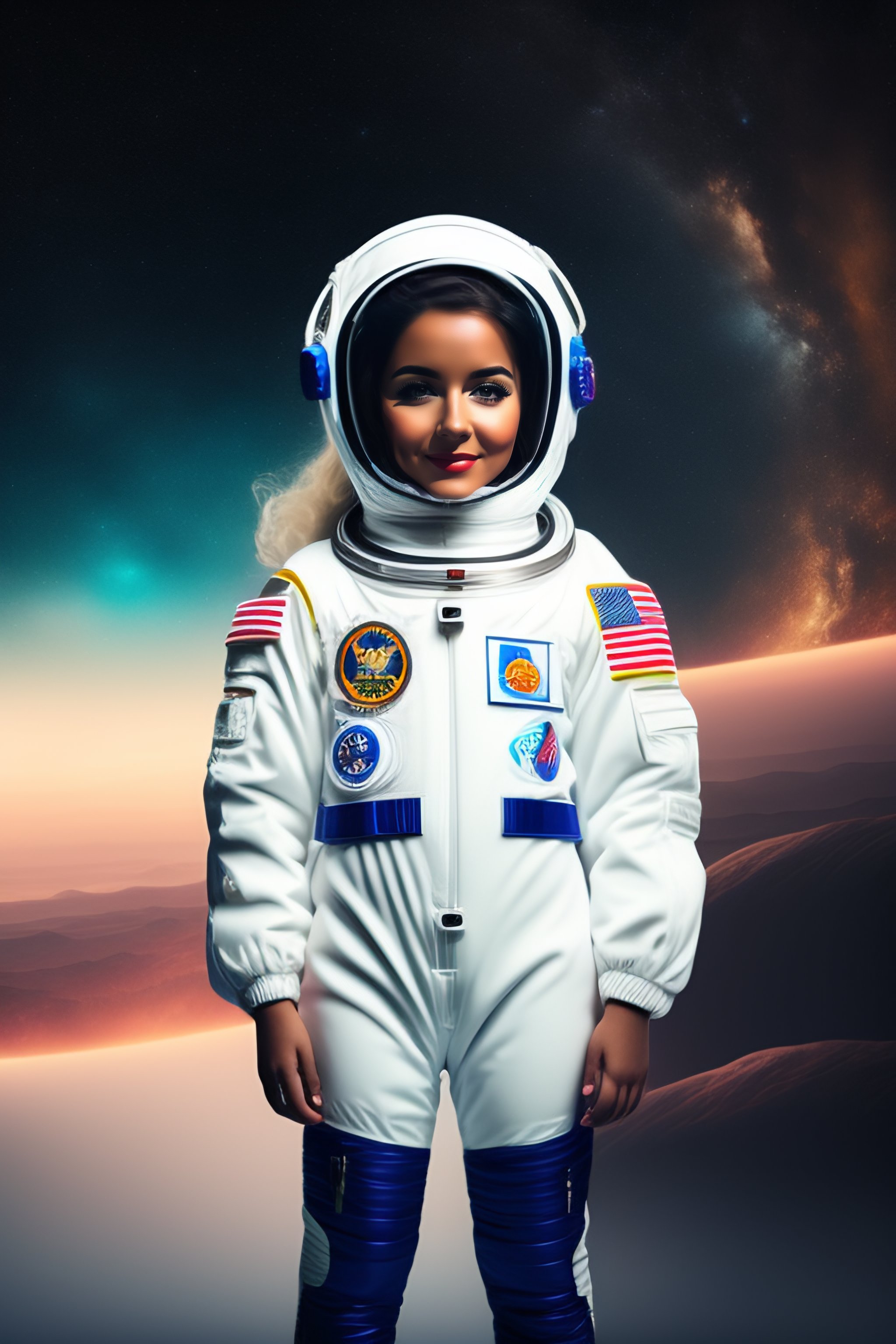 Lexica - Cute hijab girl wearing sexy astronaut suit