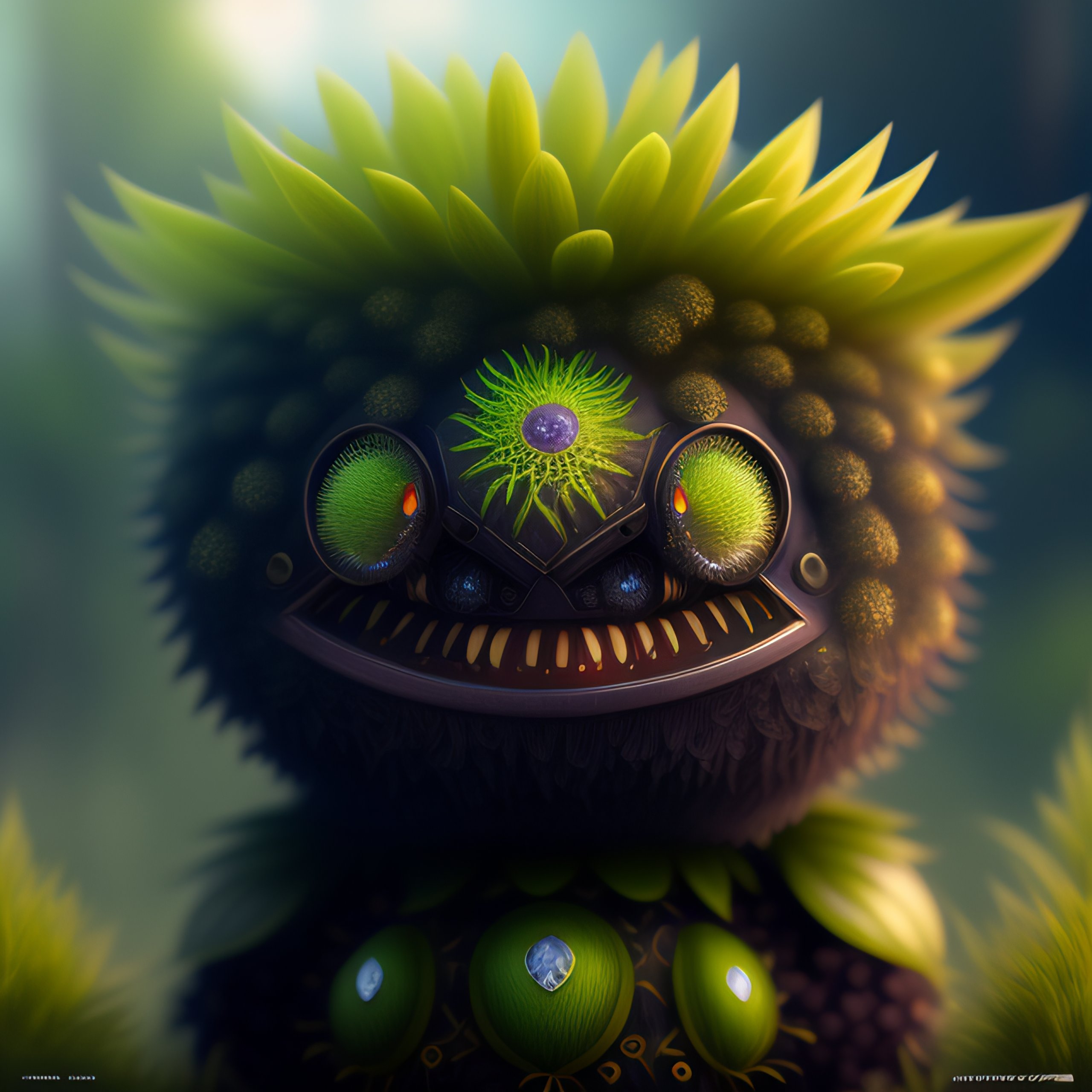 Lexica A humanoid figure dandelion moss plant monster thistle armour