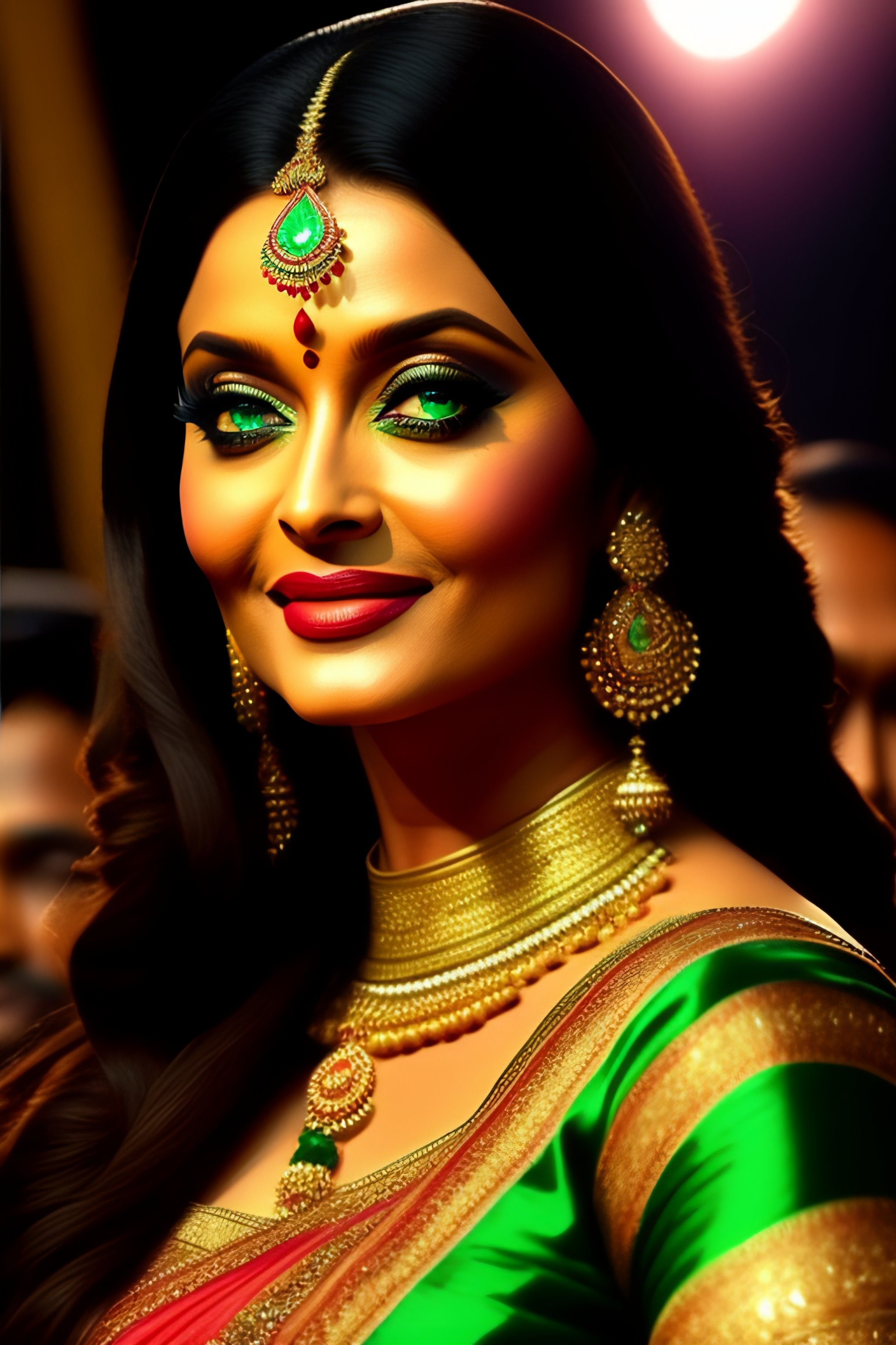 Lexica - Aishwarya Rai in indian dress smiling sexy beautiful green eyes