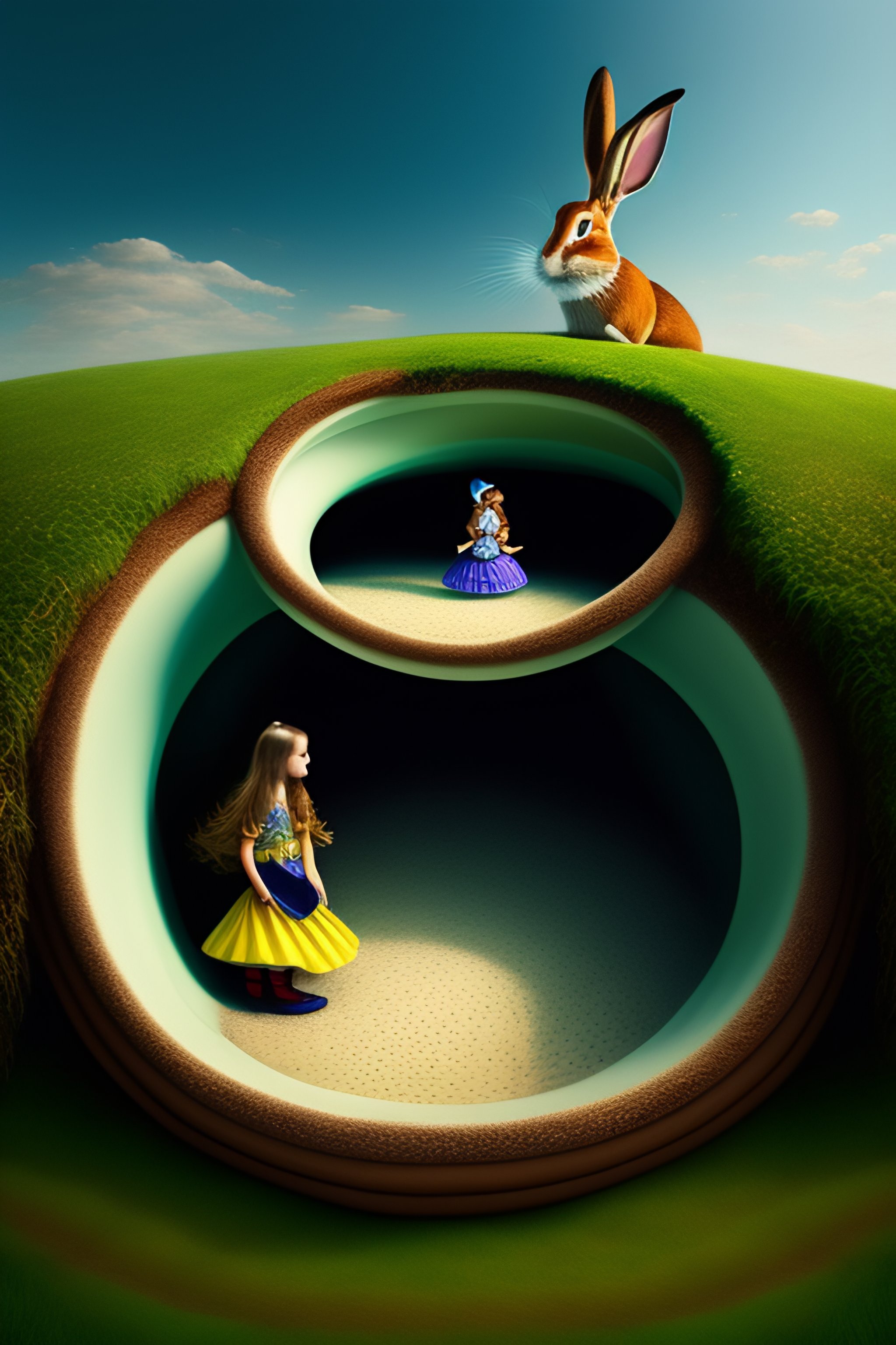 alice in wonderland falling rabbit hole