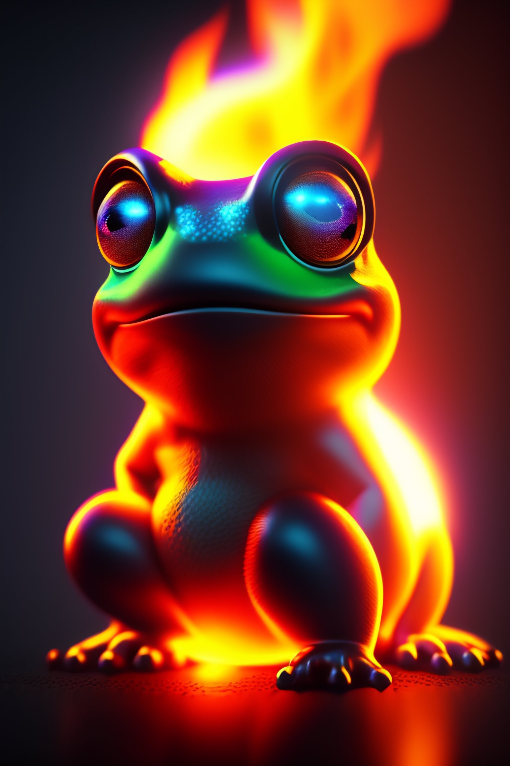 Lexica - Crazy frog on fire volumetric lighting 8k
