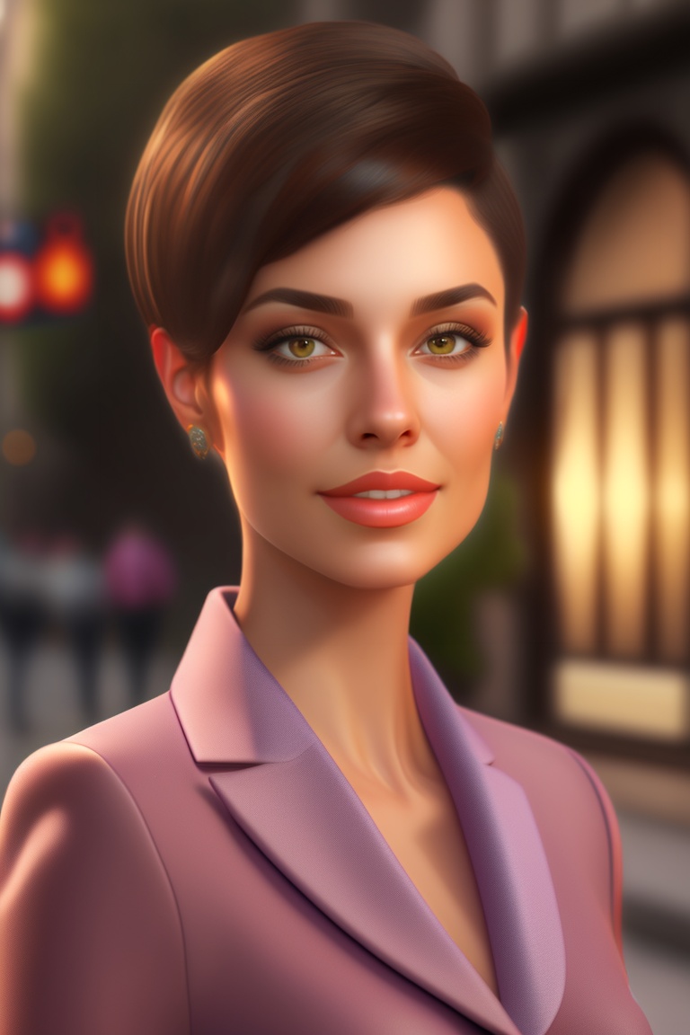 Lexica - Brunette woman with short haircut and big eyes, full body, 100 ...