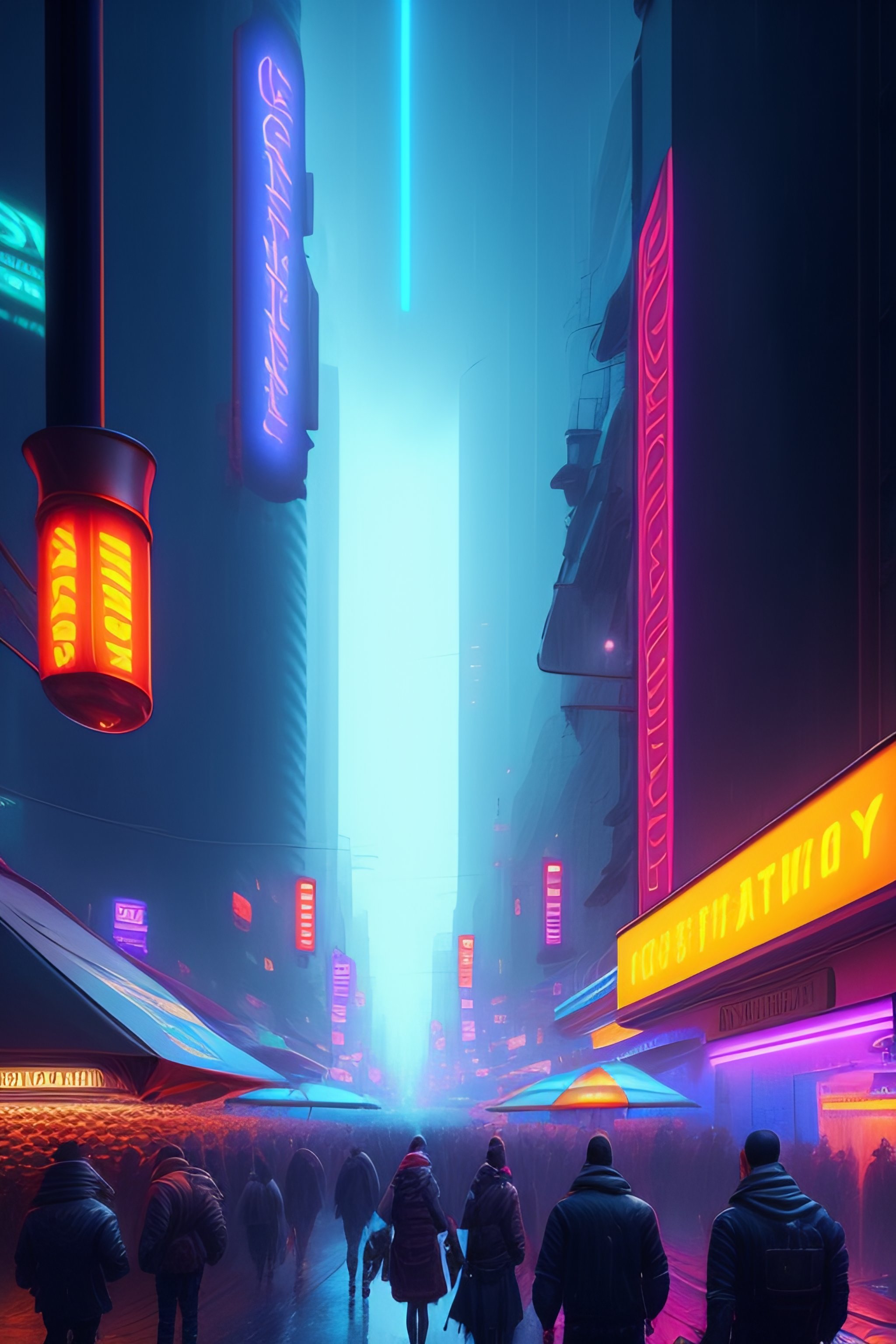 prompthunt: a cyberpunk street scene with neon lights, raining, cinematic,  atmospheric lighting, 4k uhd wallpaper, digital art trending on artstation