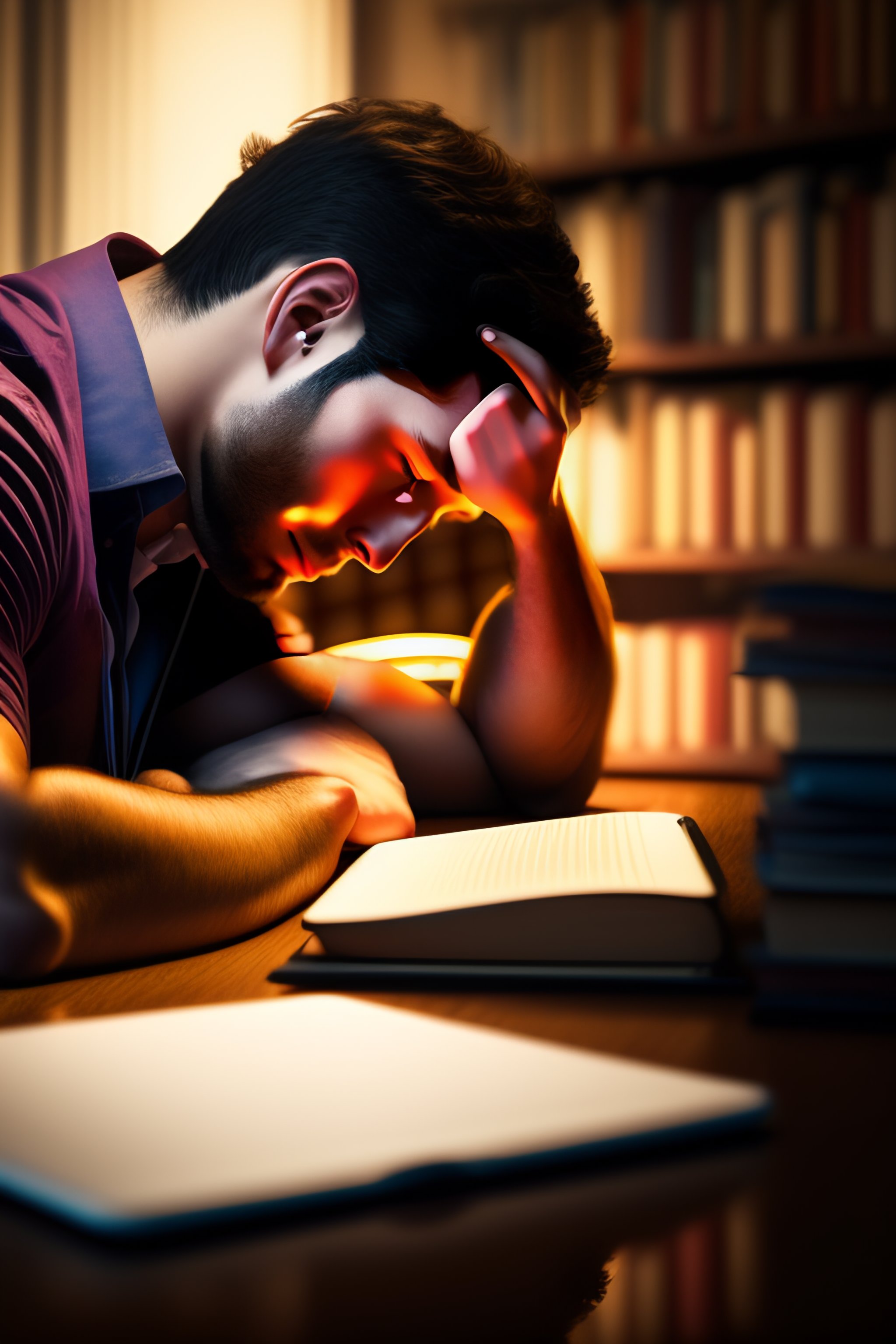 Lexica - Exhausted PhD student working on writing a research paper late ...