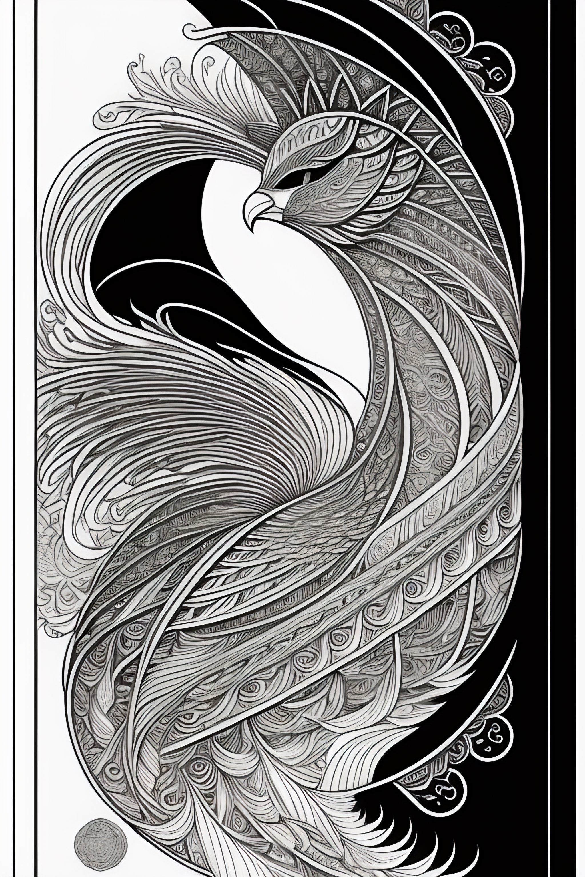 Lexica - Phoenix, line drawing, frontimage, papiro, clean clear lines ...