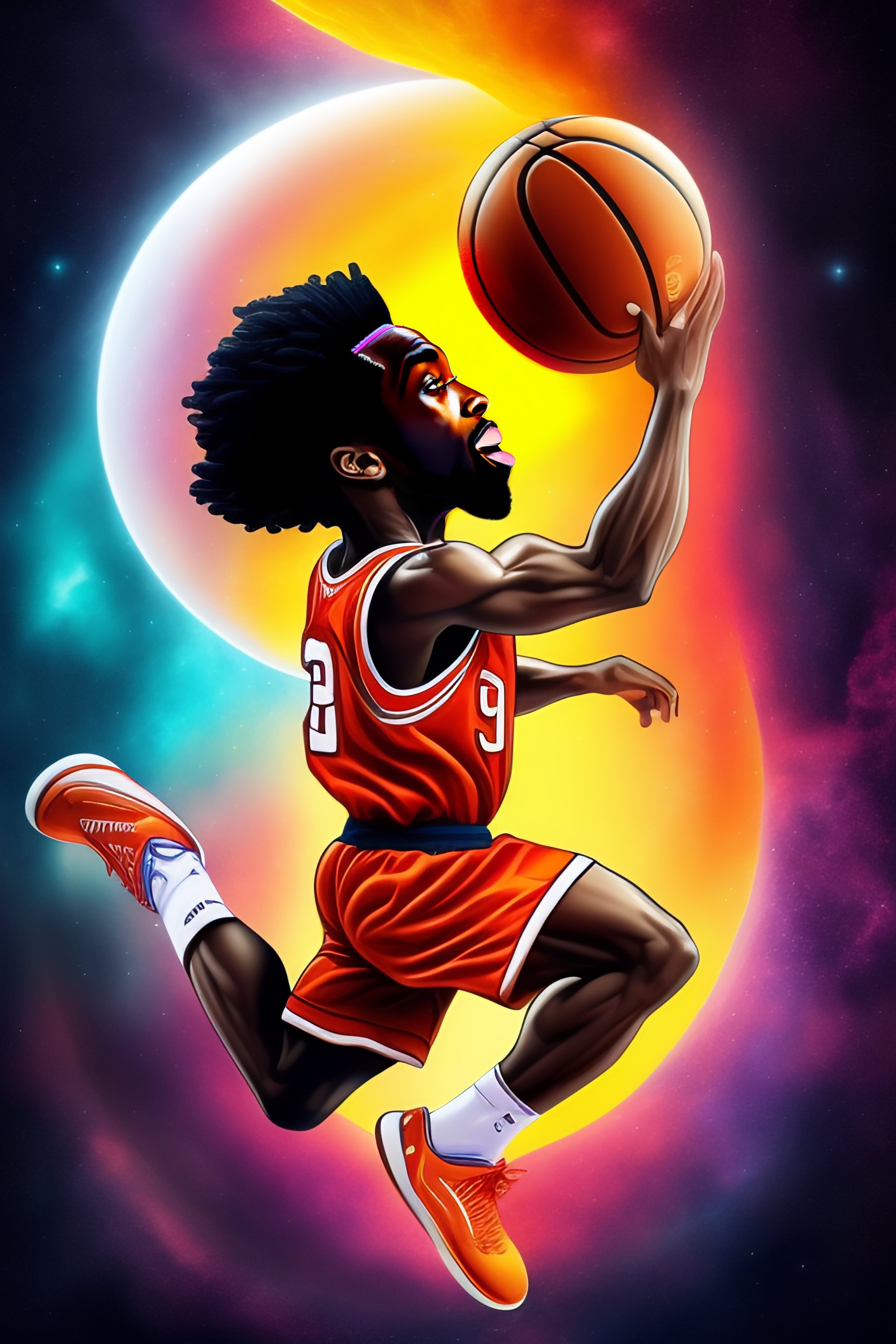 Cartoon Basketball Players Dunking