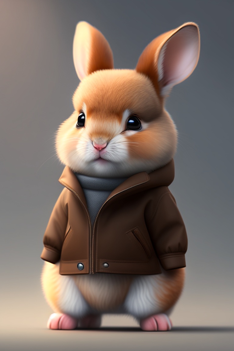 Lexica - A cute adorable little rabbit that is wearing a small jacket ...