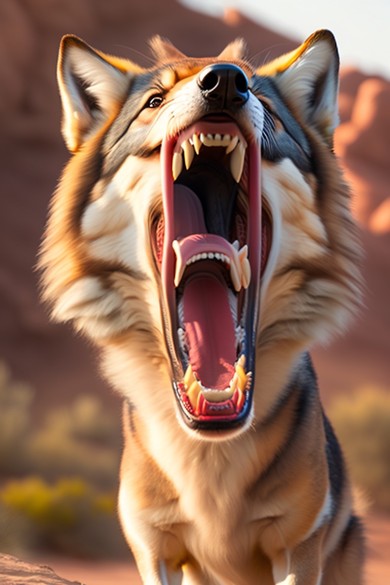 Lexica - A mexican wolf yawning, but the inside of the wolf's mouth ...